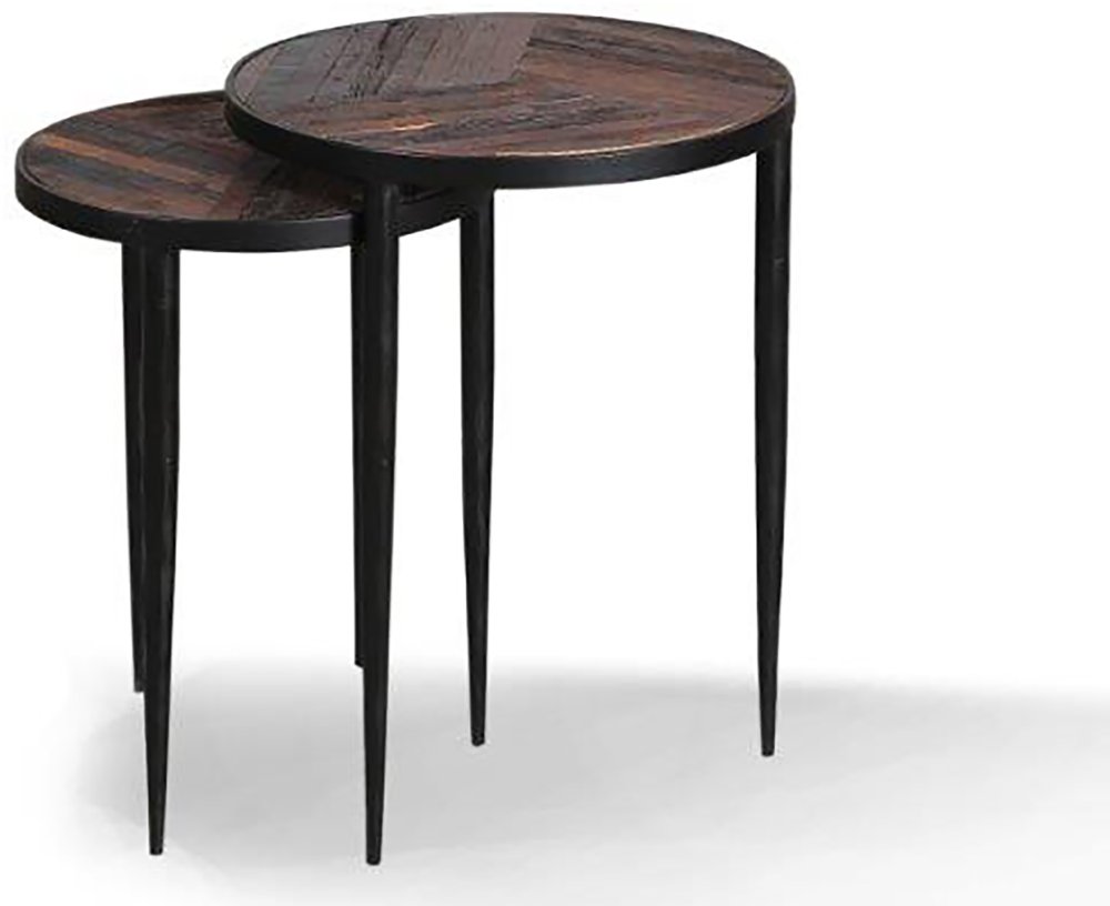 Upton Rustic Brown Nesting Chairside Table