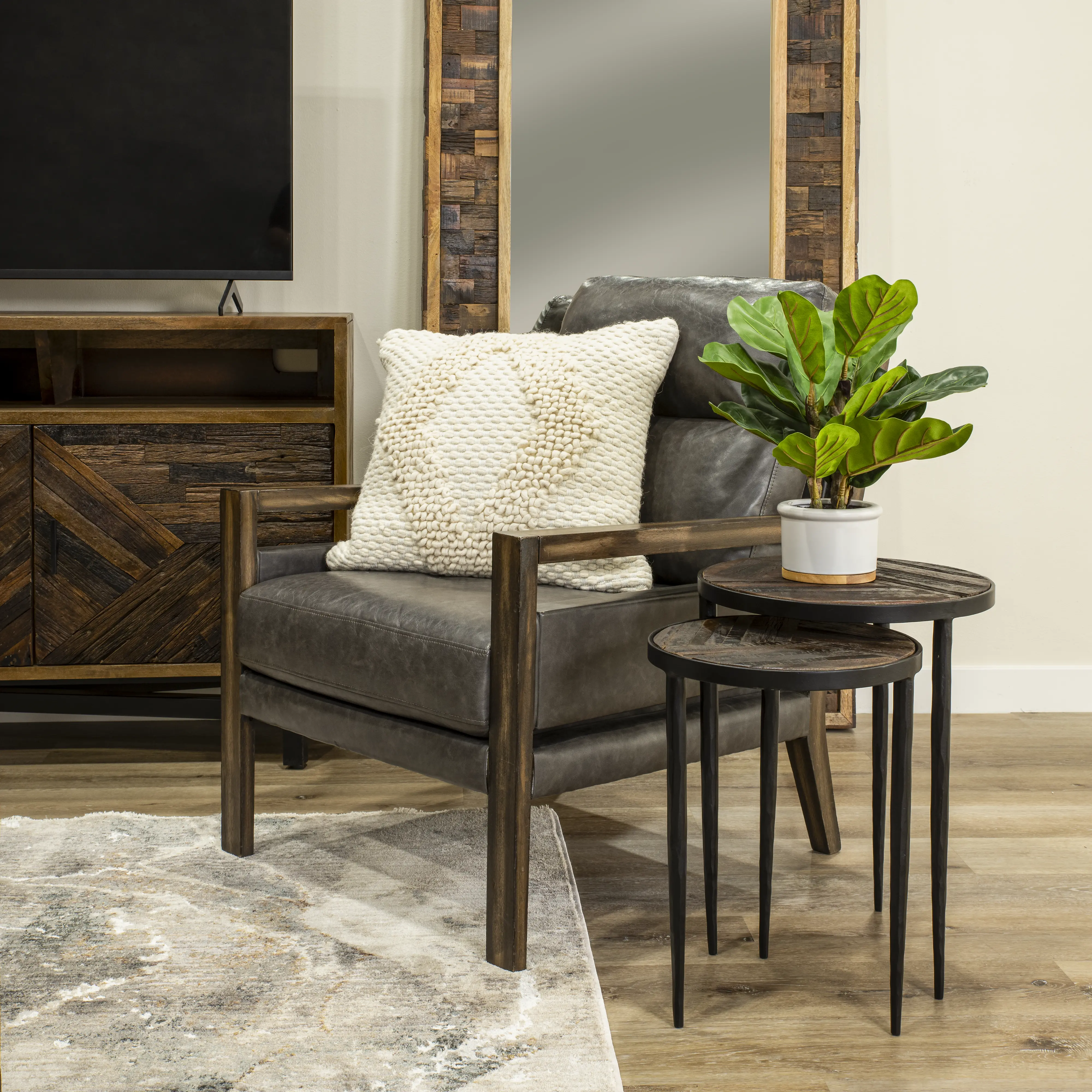 Upton Rustic Brown Nesting Chairside Table-10