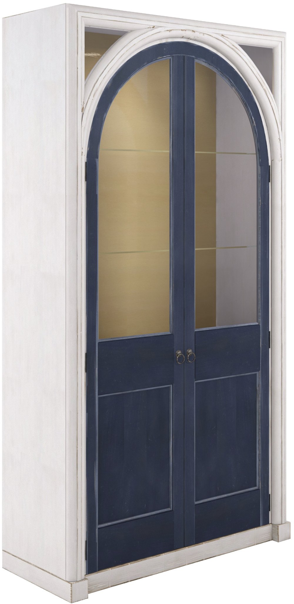 Aldean Slate Blue and White Alcove China Cabinet