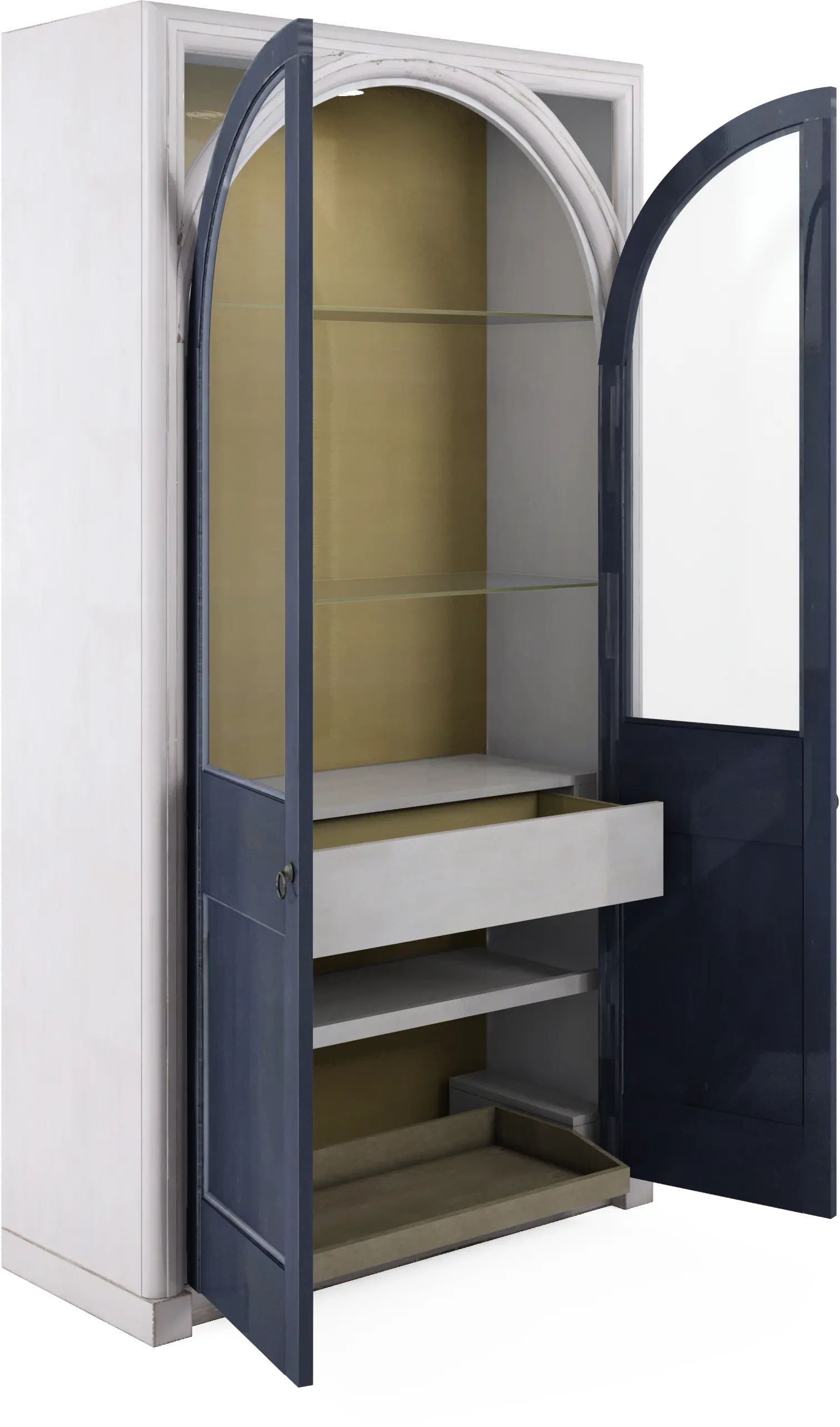 Aldean Slate Blue and White Alcove China Cabinet-3