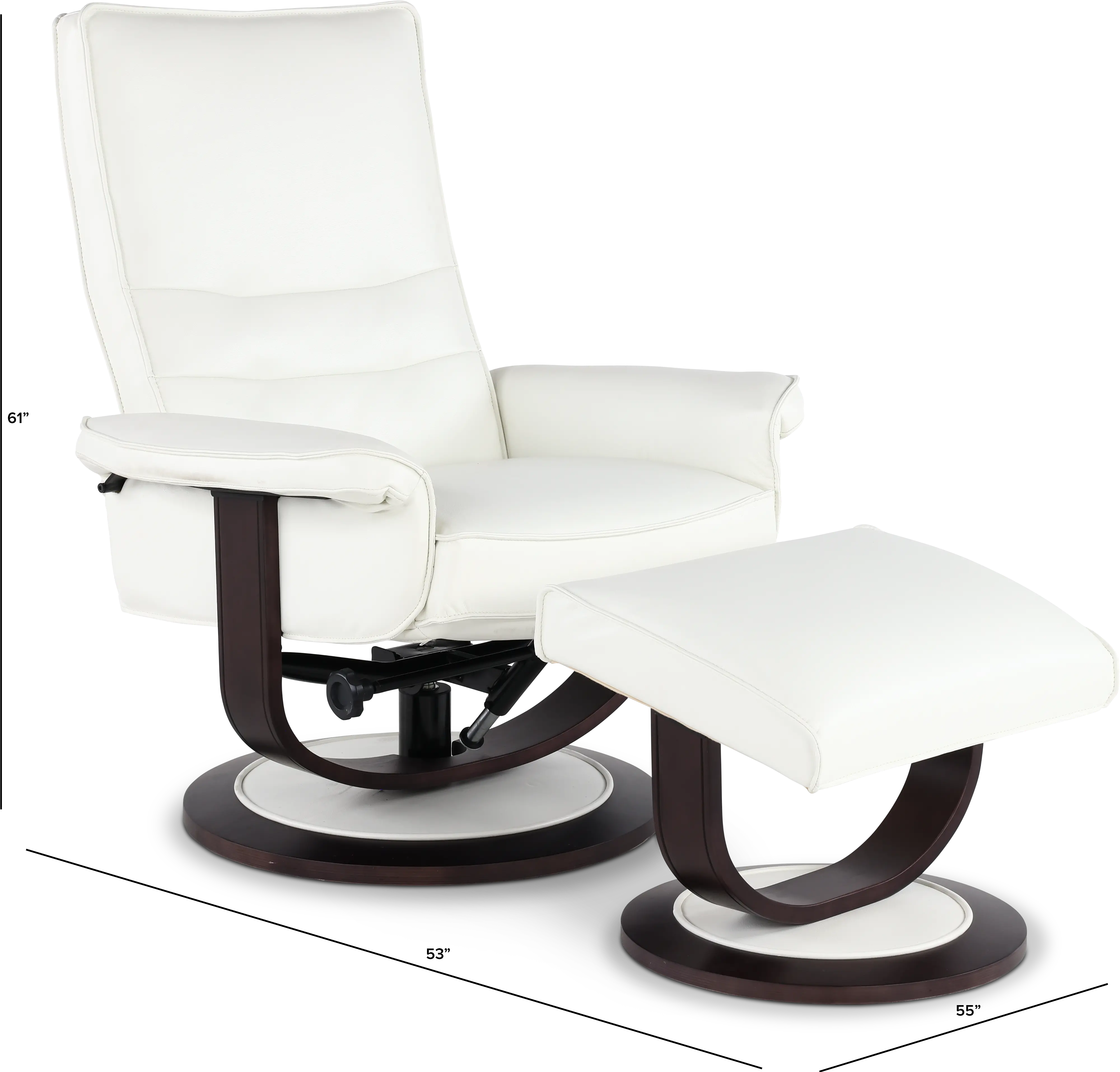 Urban White Euro Chair and Ottoman-3