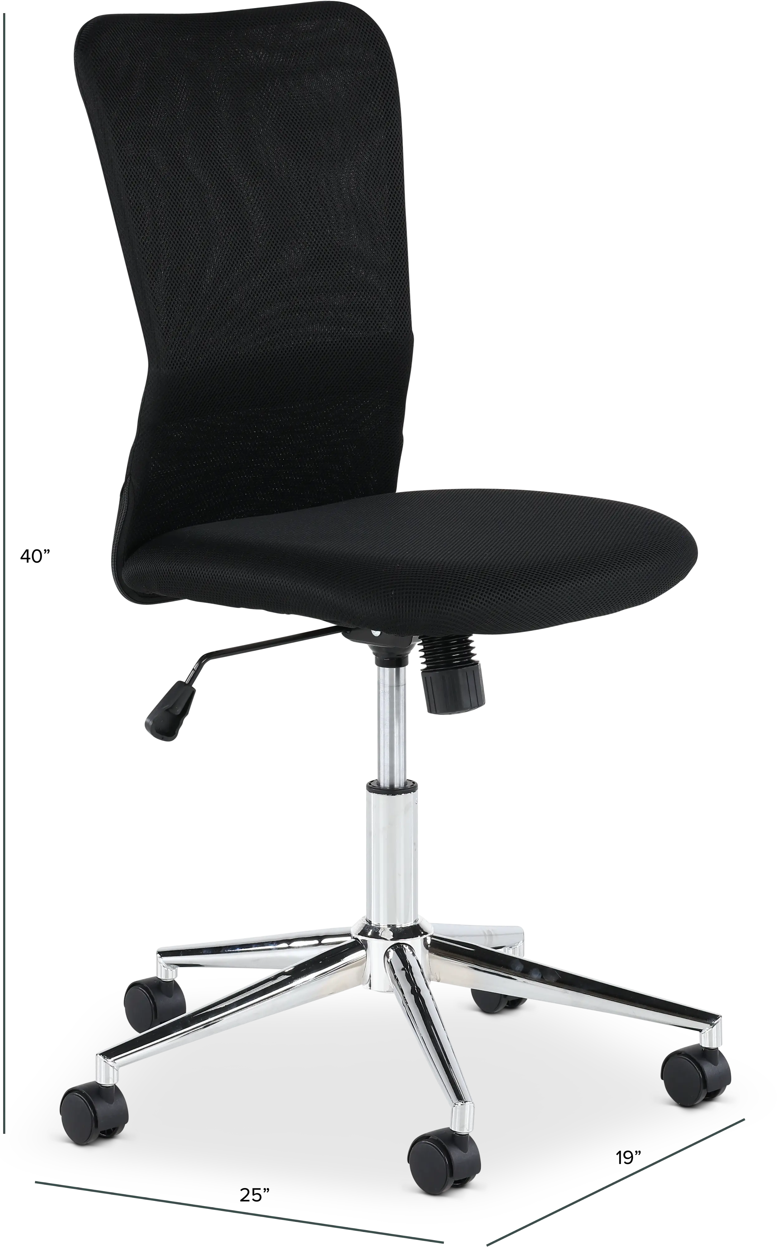 Chrome Plated Black Mesh Armless Office Chair-3