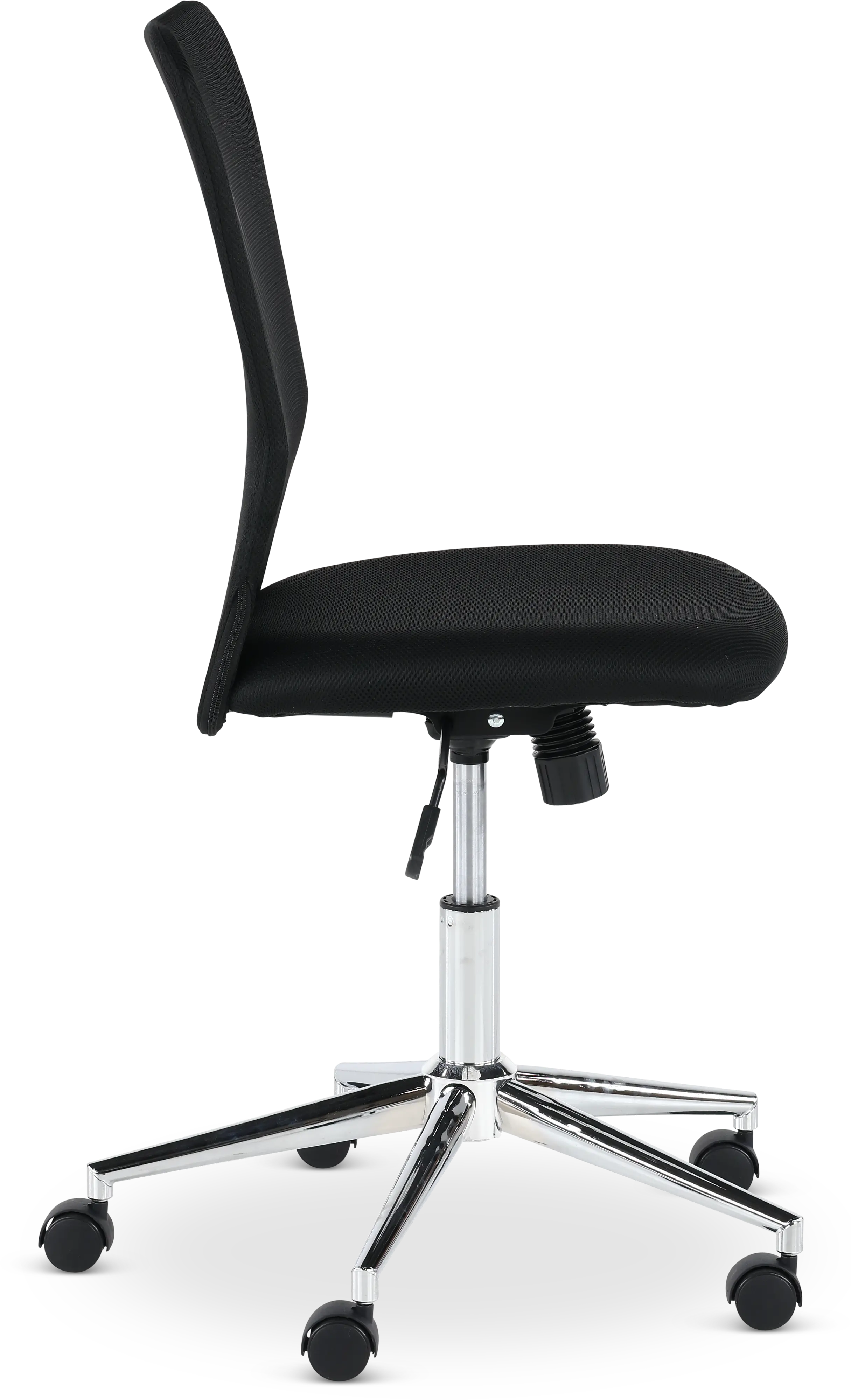 Chrome Plated Black Mesh Armless Office Chair-6
