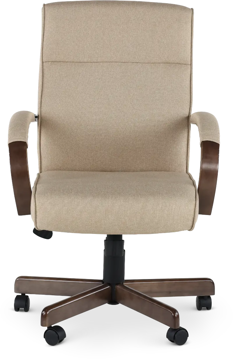 Beige Fabric Swivel Office Chair