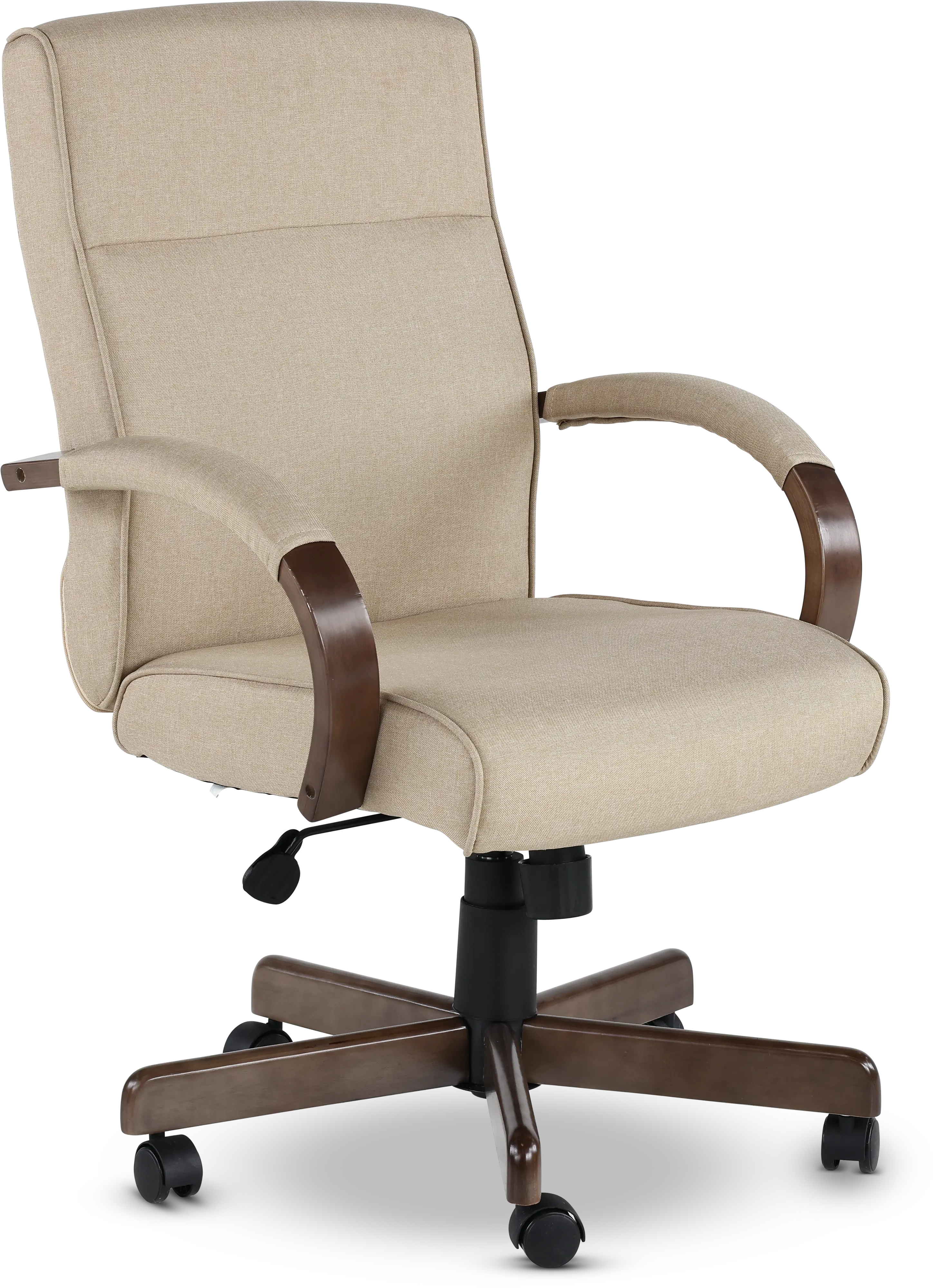 Beige Fabric Swivel Office Chair-3