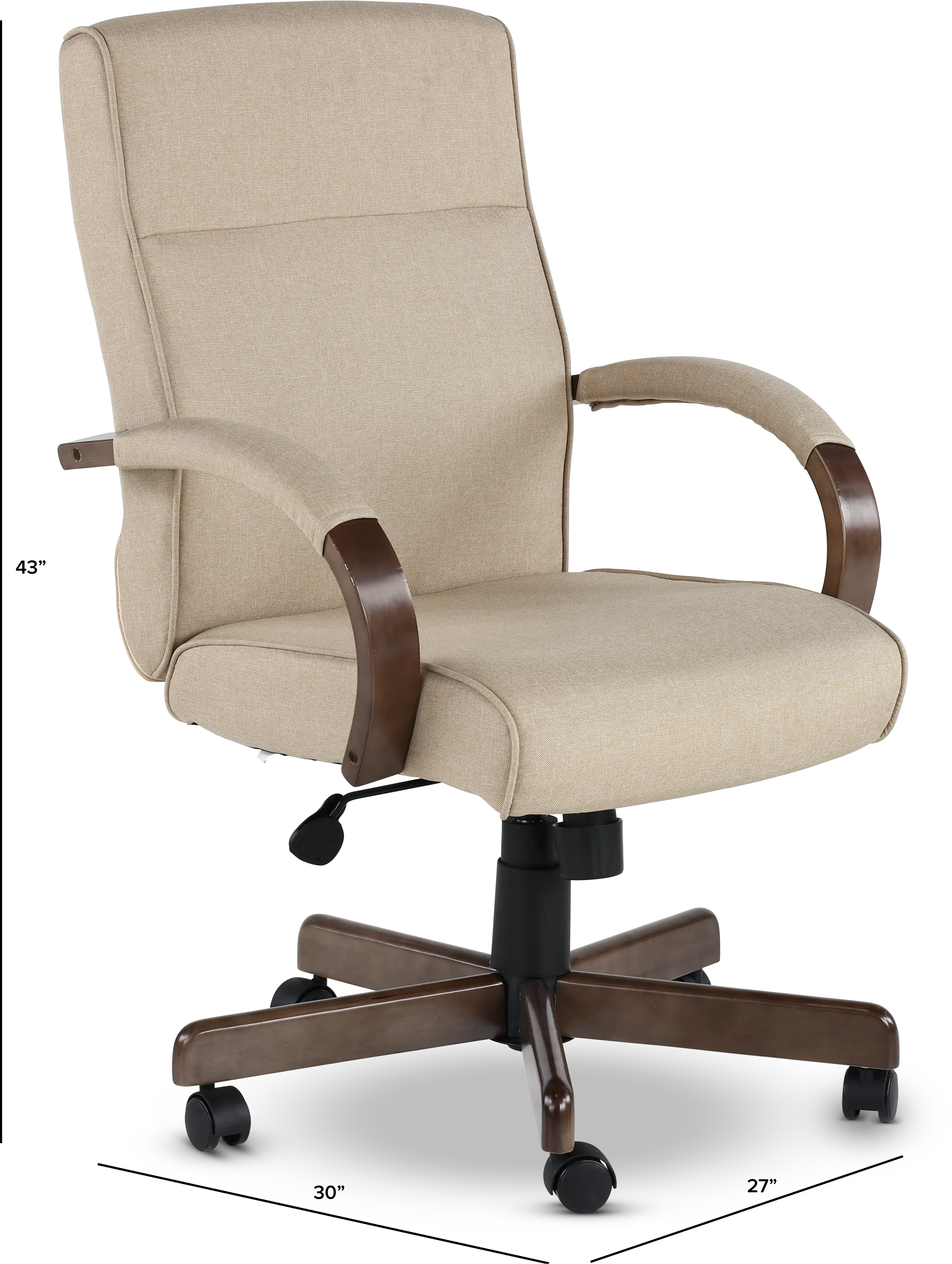 Beige Fabric Swivel Office Chair-2