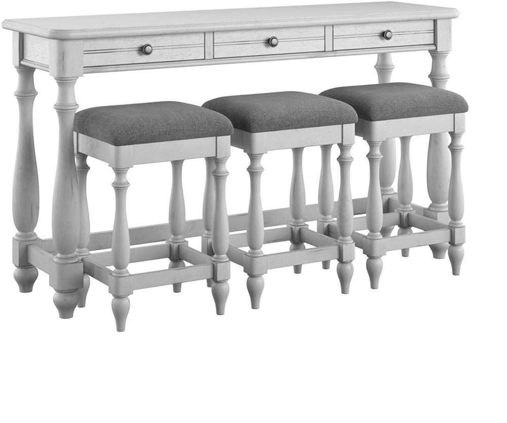 Newhaven Weathered White Sofa Table and Stool Set