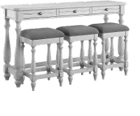 Newhaven Weathered White Sofa Table and Stool Set