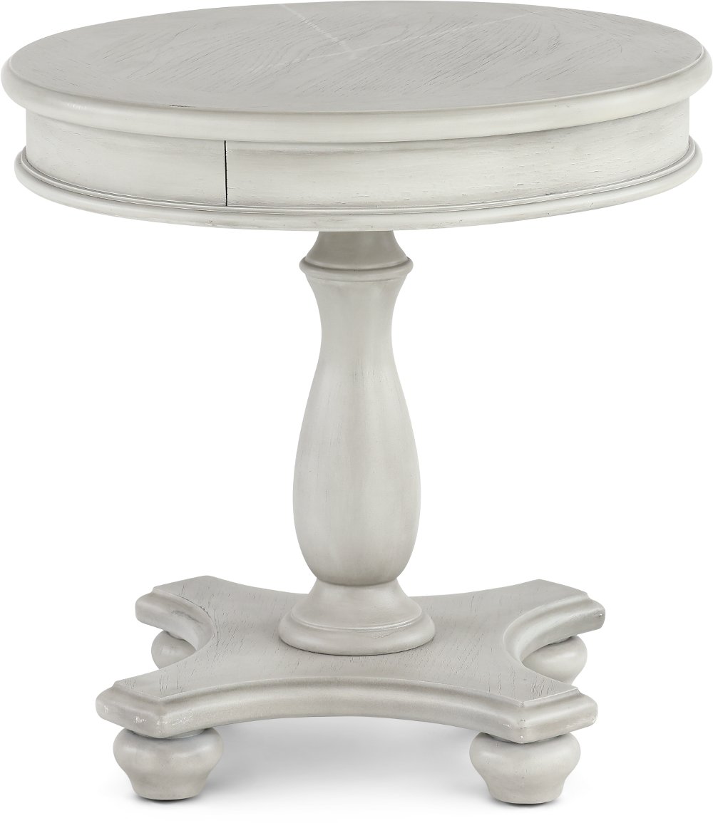 Newhaven Weathered White Round End Table
