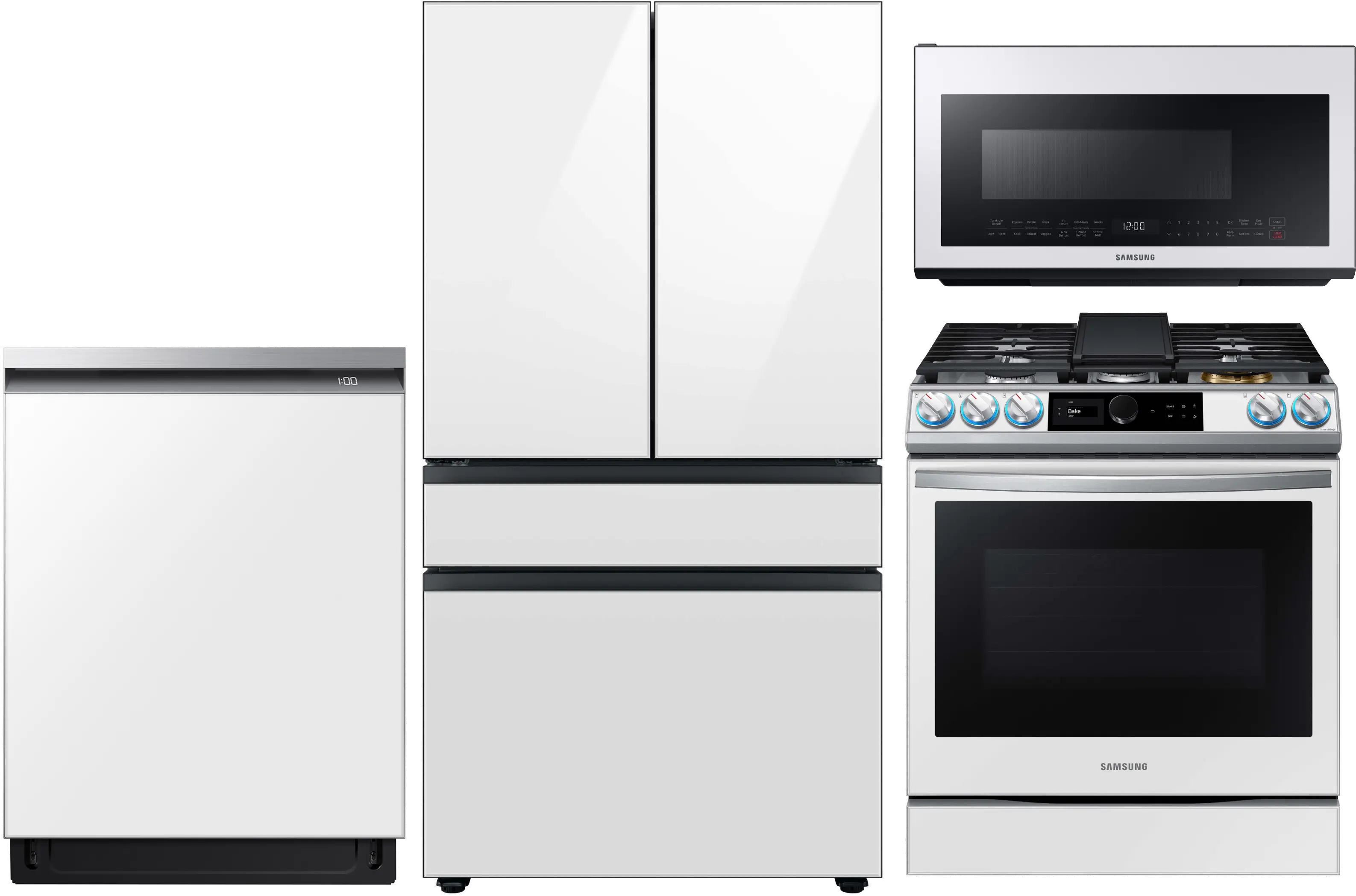.SUG-8600-4PC-W/GGAS Samsung 4-Piece Gas Kitchen Appliance Package - White Glass-1