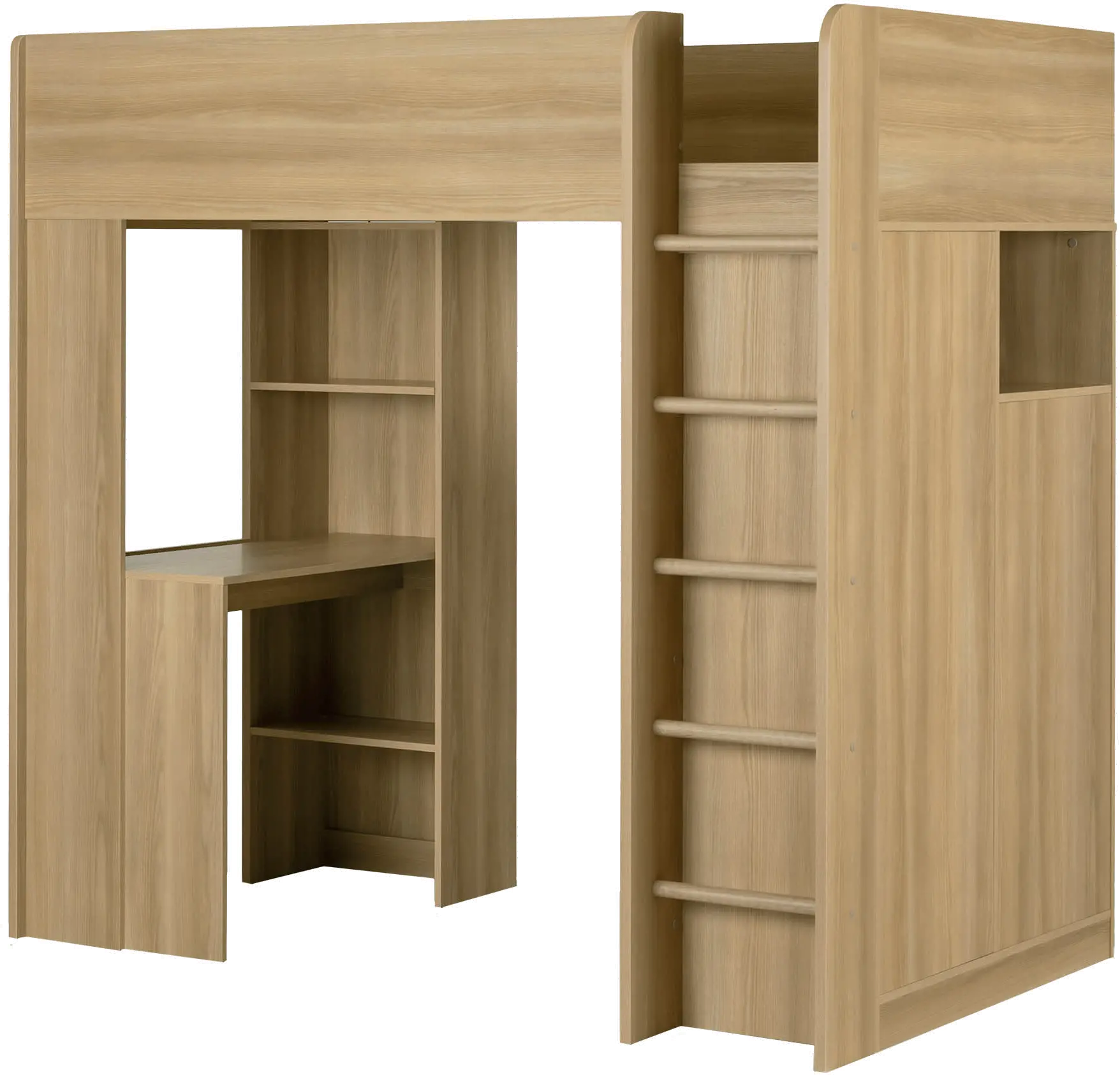 13458 Logik Natural Twin Loft Bed with Desk - South Shore-1