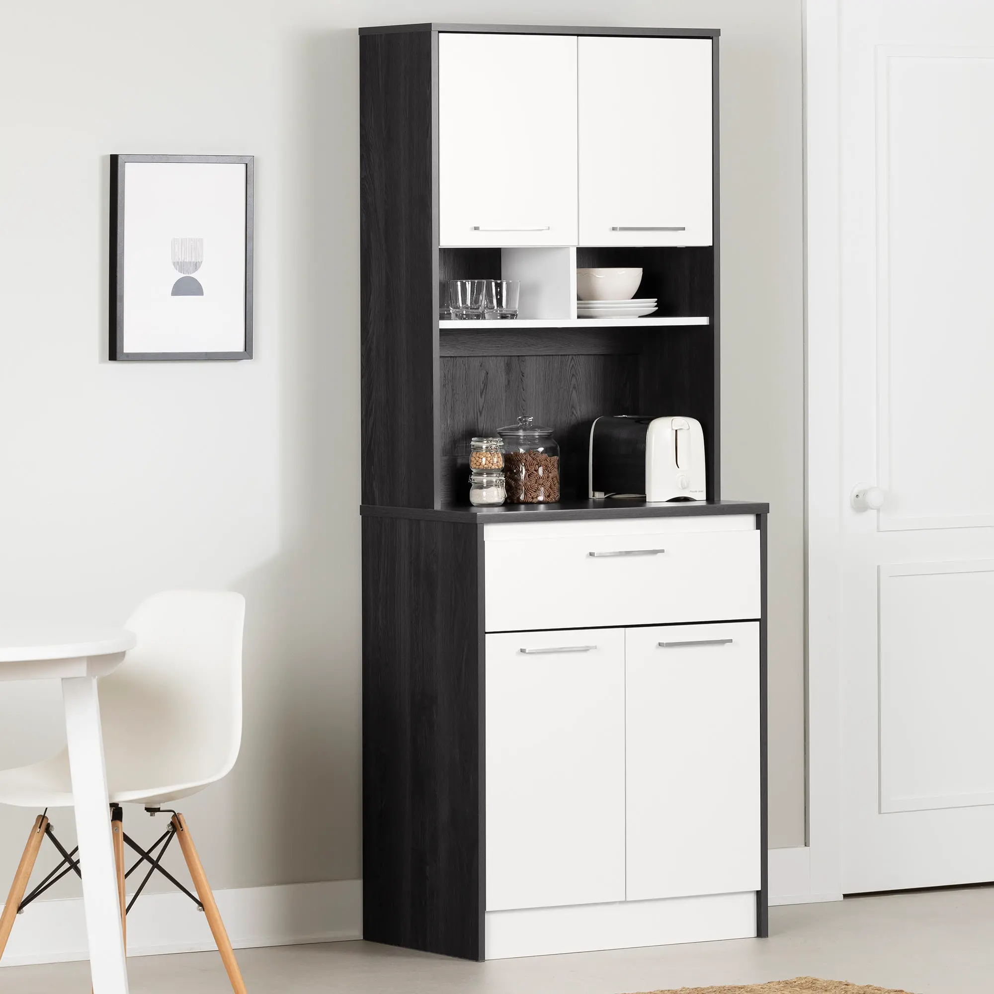 14422 Myro Gray Oak and White Pantry Cabinet - South Shore-2