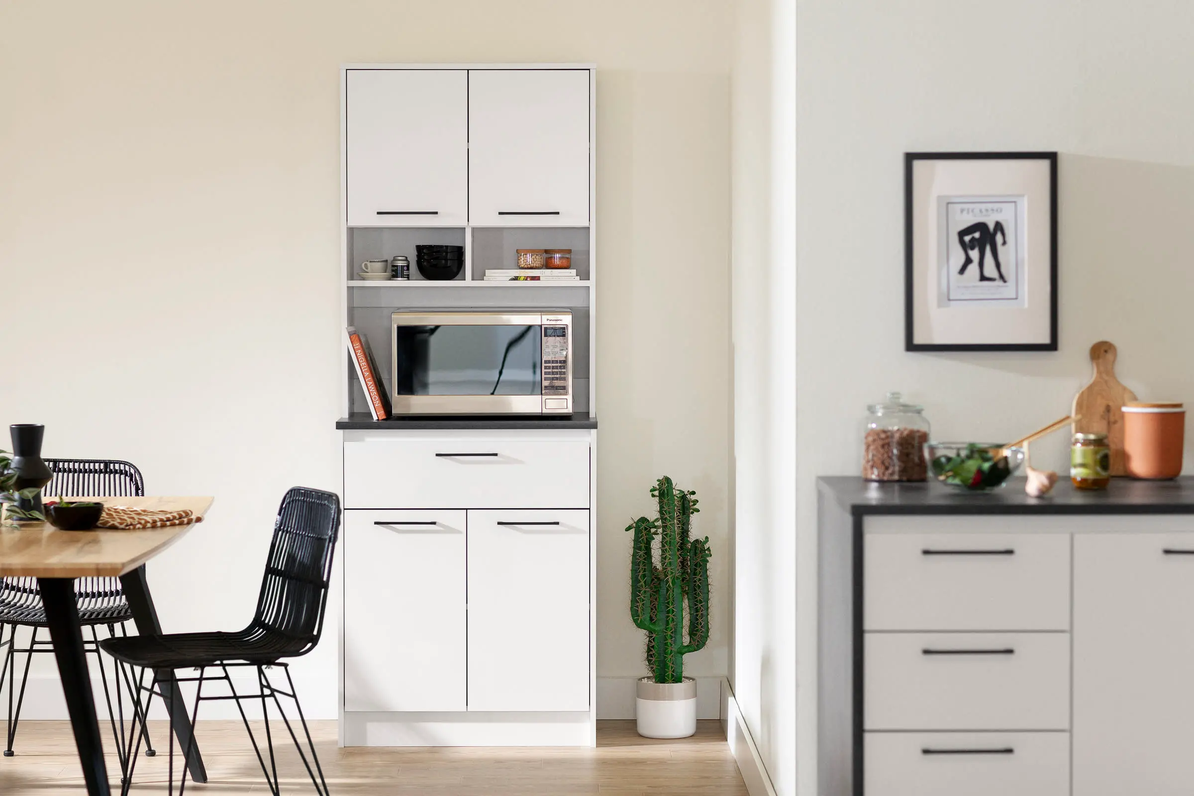 14423 Myro Black and White Pantry Cabinet - South Shore-3