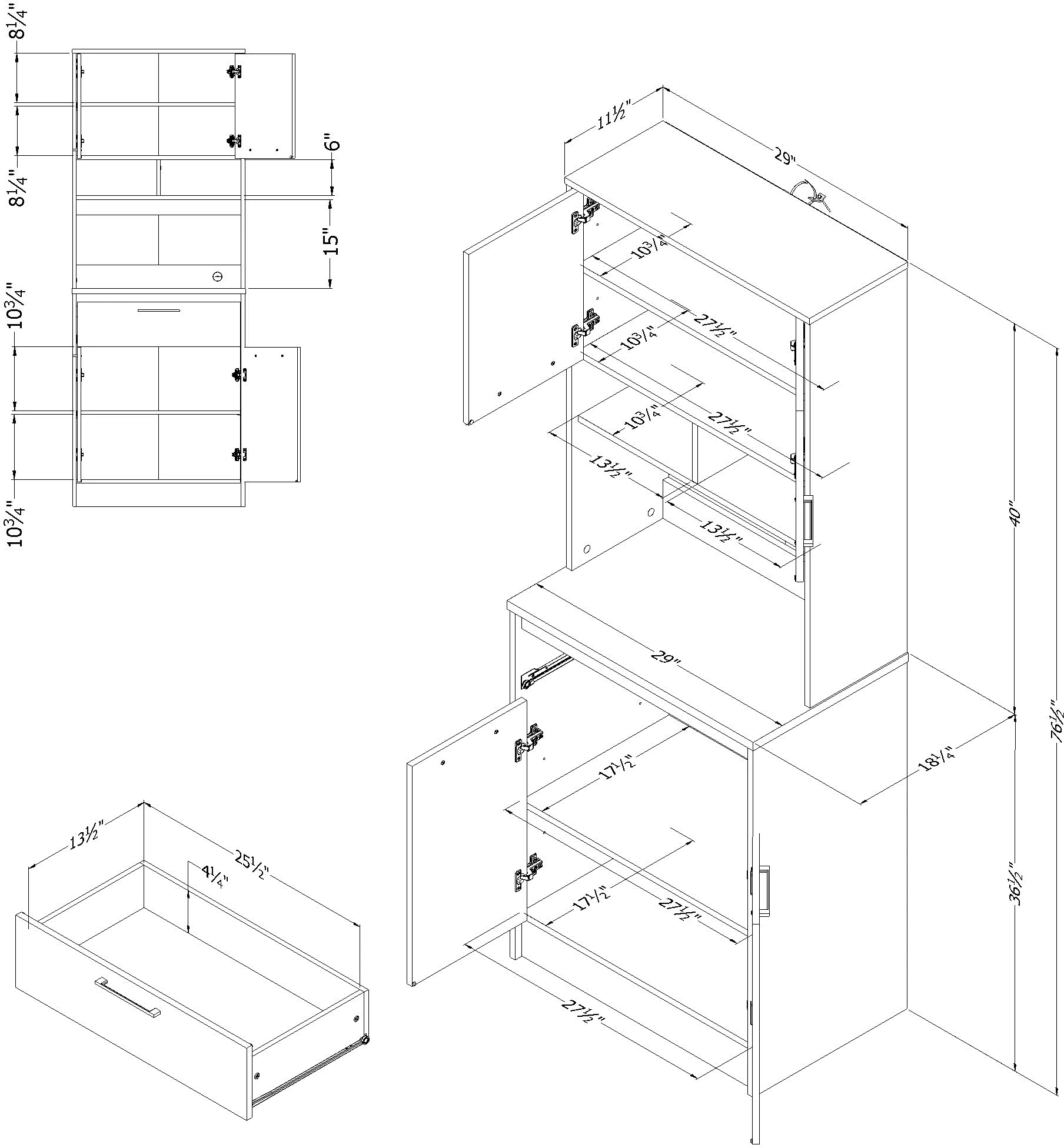 14423 Myro Black and White Pantry Cabinet - South Shore-4