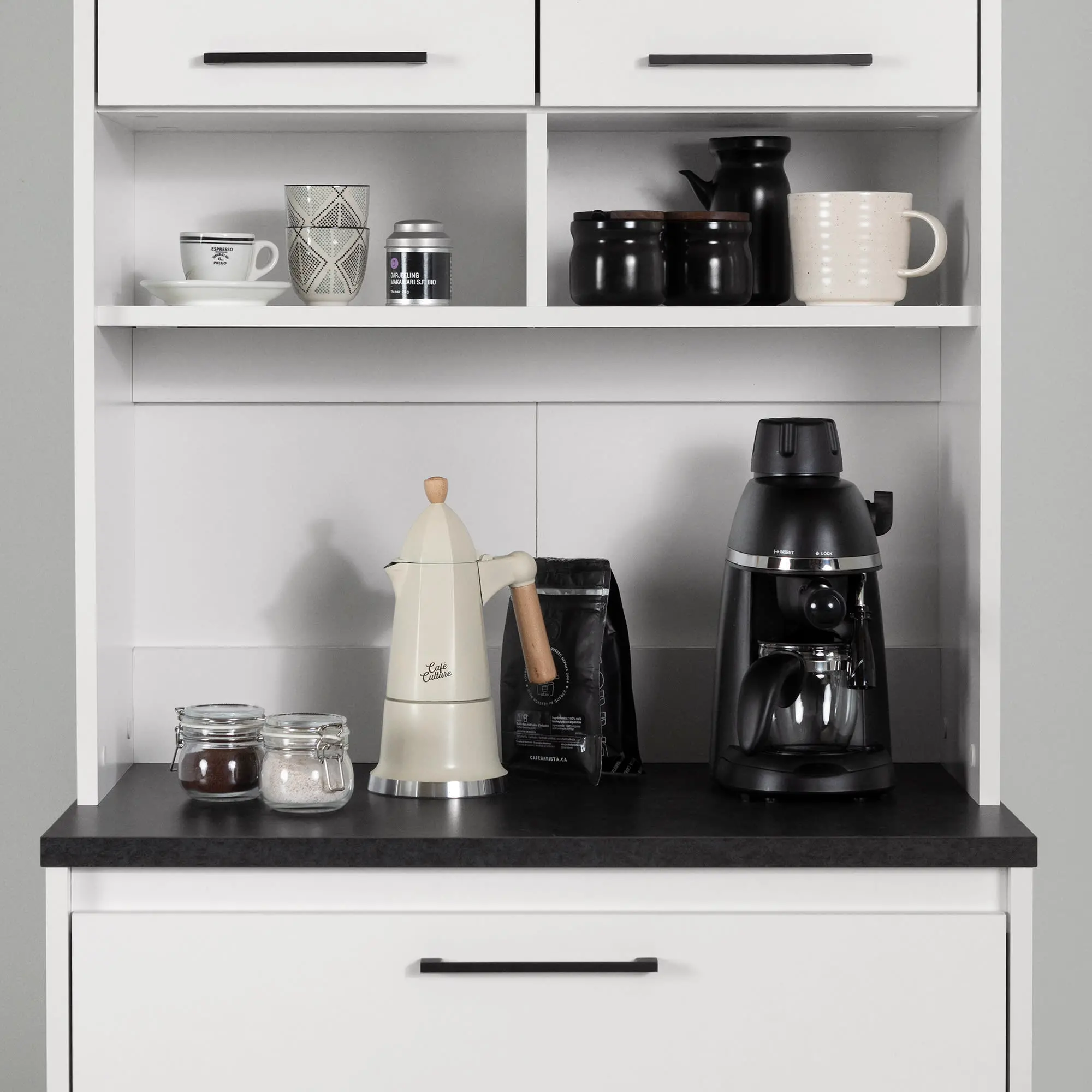 14423 Myro Black and White Pantry Cabinet - South Shore-6