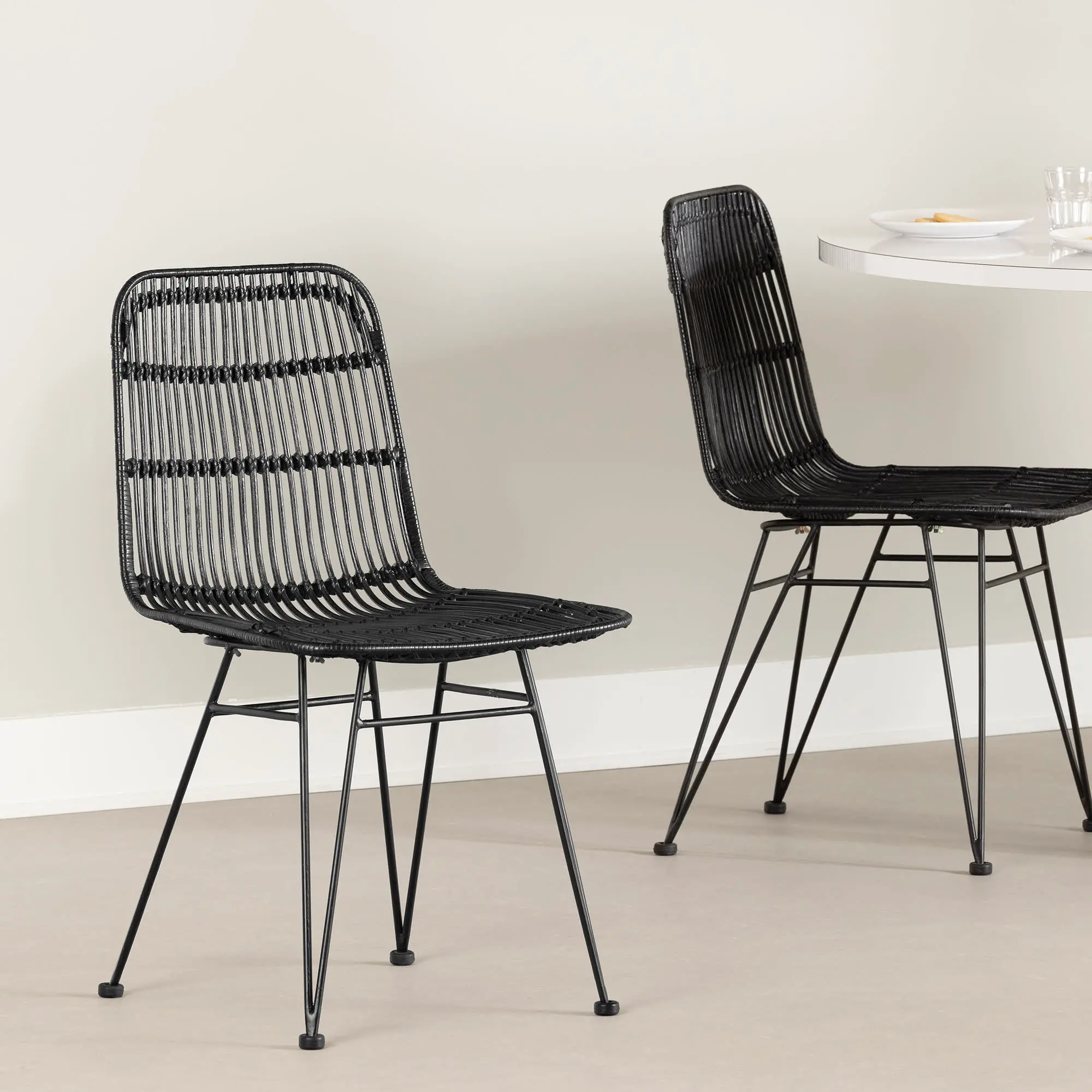 14518 Balka Black Rattan Dining Chair, Set of 2 - South Shore-2