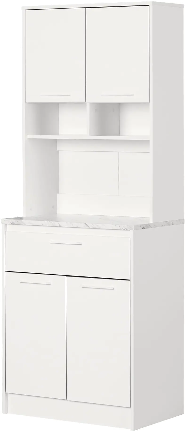 15124 Myro White Marble and White Pantry Cabinet - South Shore-1