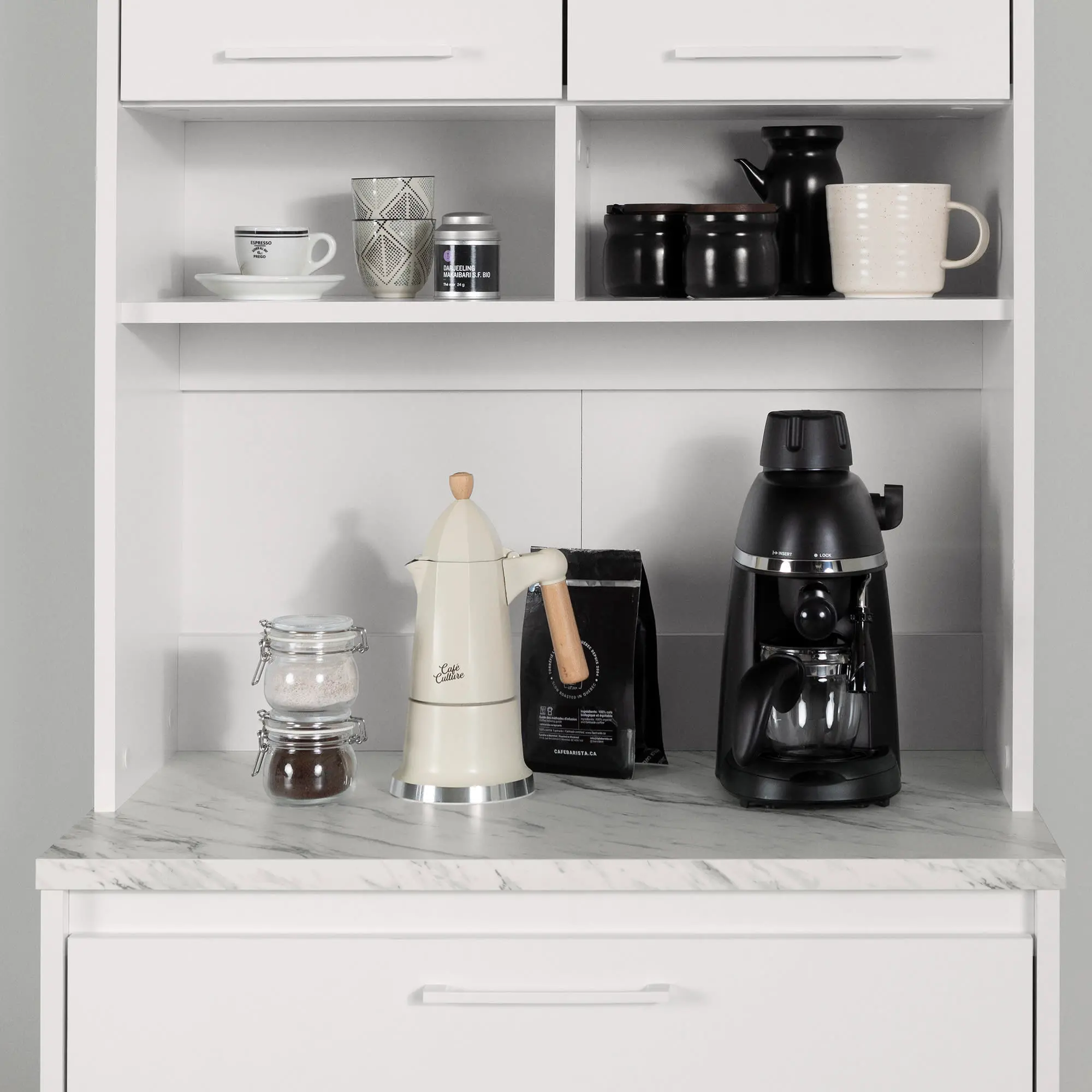 15124 Myro White Marble and White Pantry Cabinet - South Shore-5
