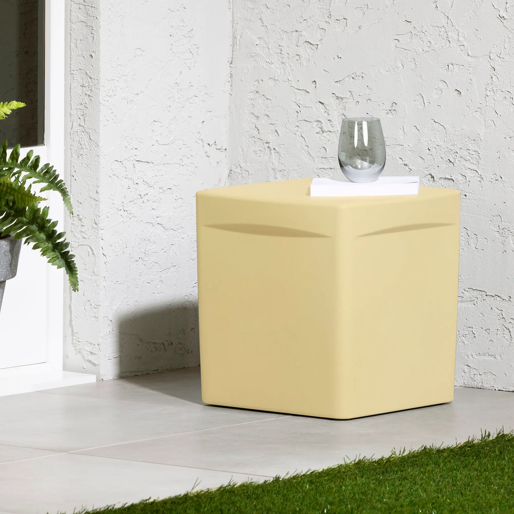 15338 Dalya Light Yellow Square Outdoor Side Table - South Shore-2
