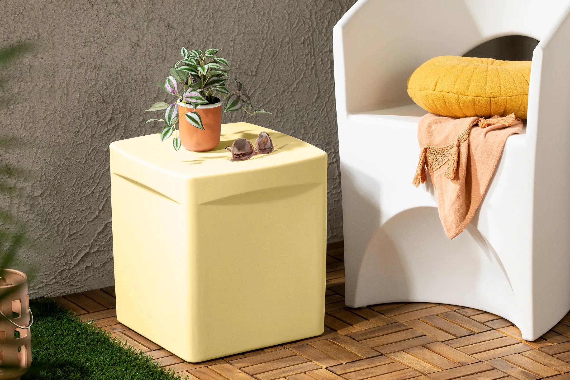 15338 Dalya Light Yellow Square Outdoor Side Table - South Shore-3