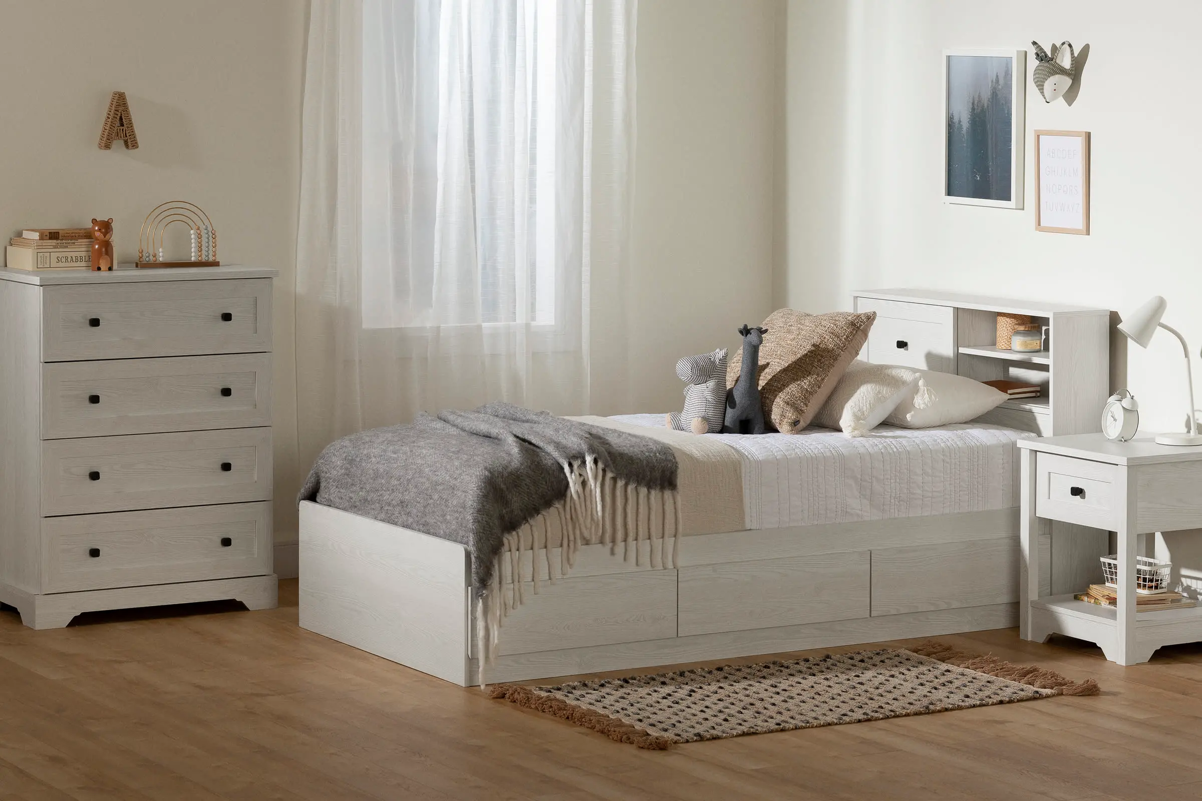 15433 Hazen White Twin Bookcase Headboard - South Shore-3