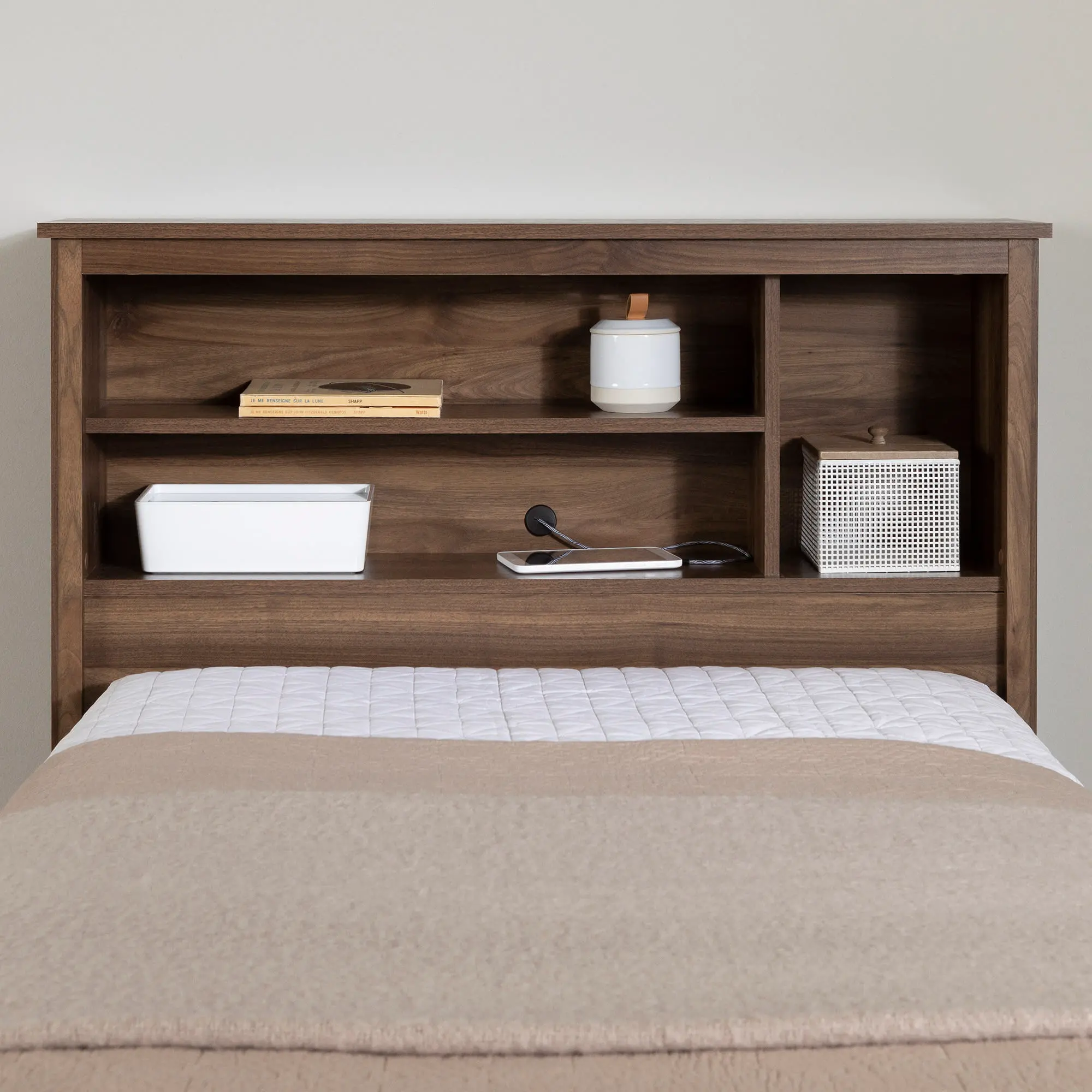 15443 Yodi Walnut Twin Storage Headboard - South Shore-3