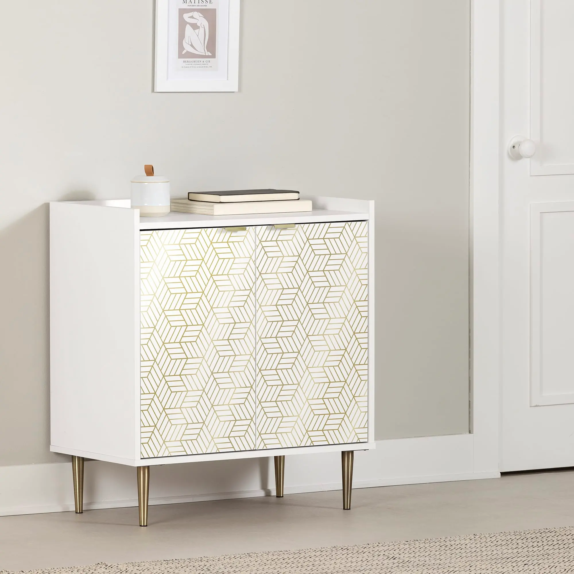 15482 Maliza White and Gold Storage Cabinet-2