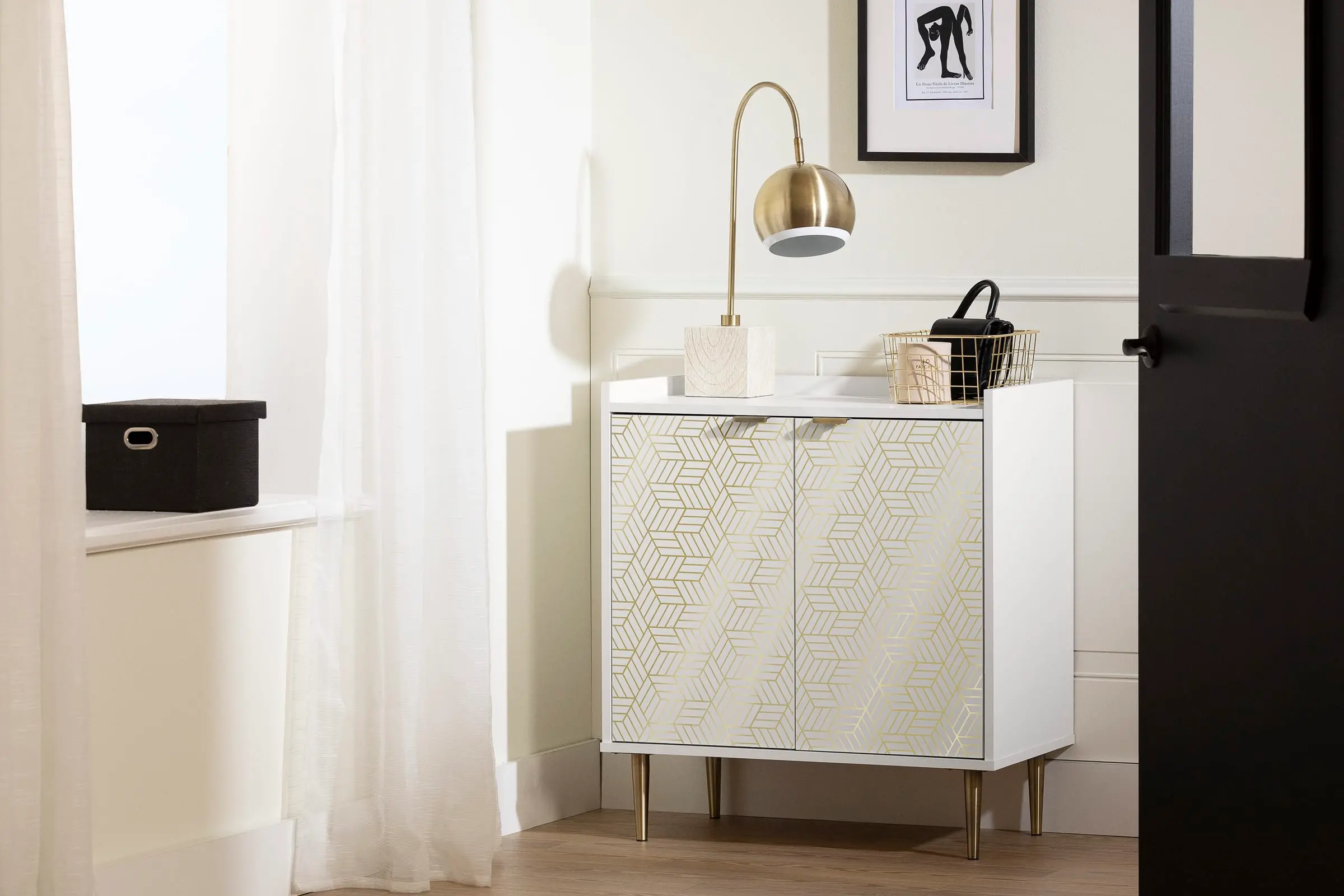 15482 Maliza White and Gold Storage Cabinet-4