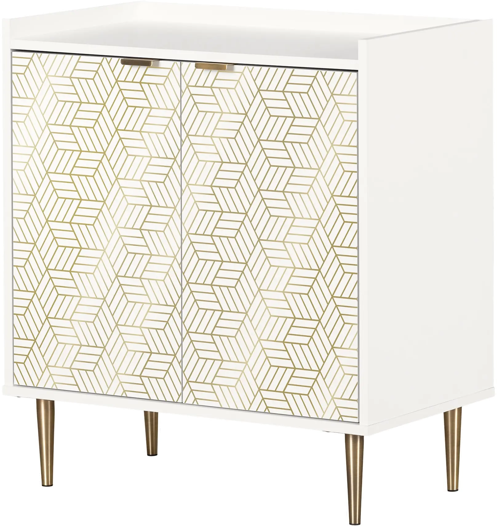15482 Maliza White and Gold Storage Cabinet-1