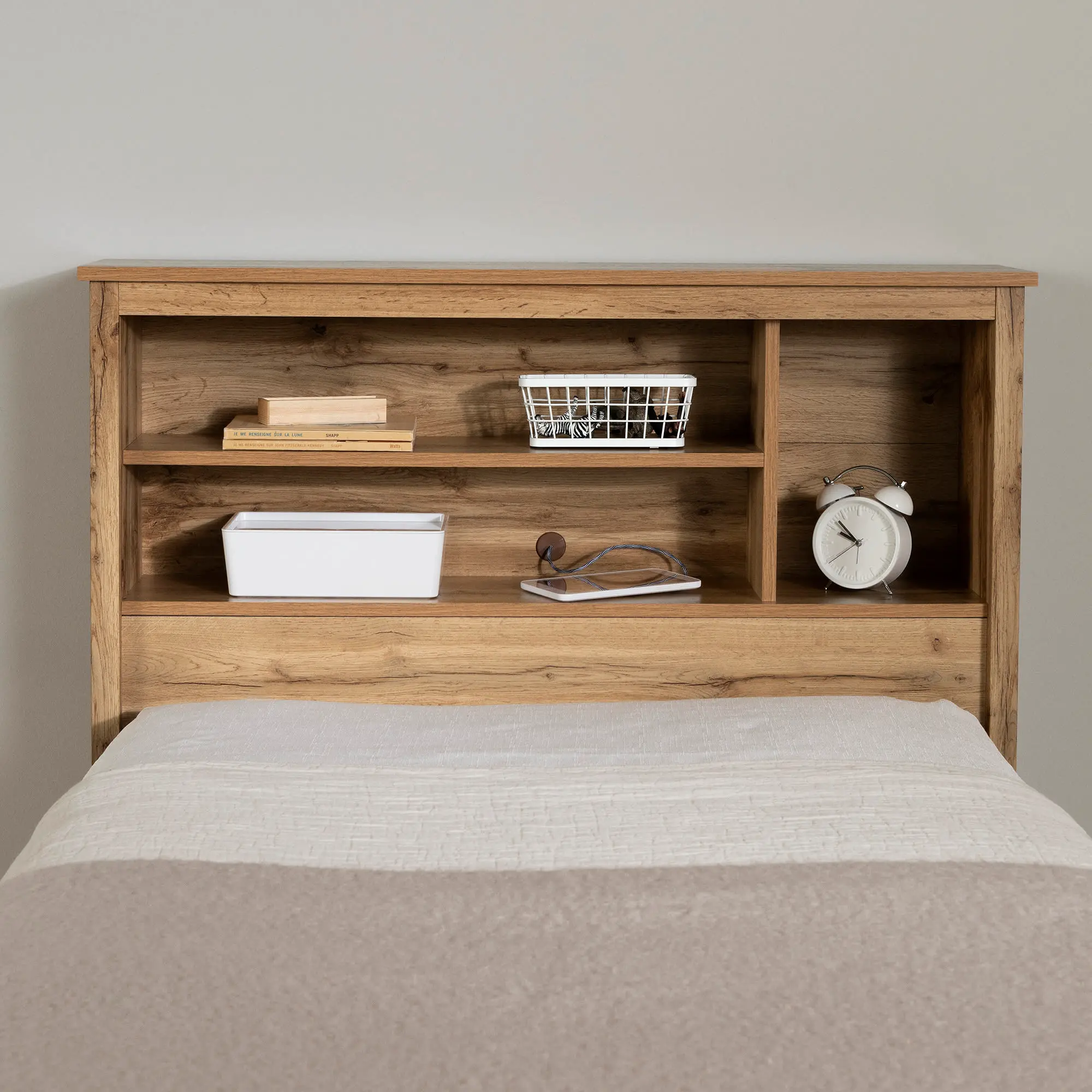 South Shore Tassio Bed and Headboard Set - Twin - Nordik Oak, image size:2000x2000