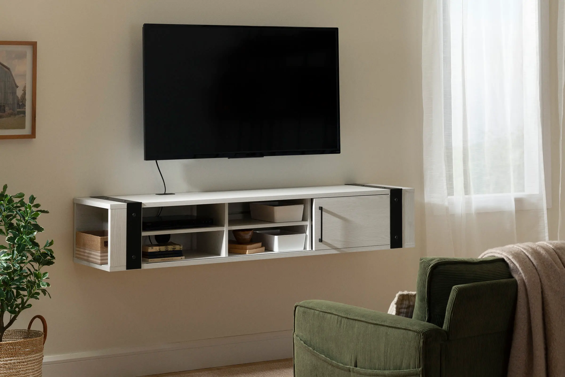 15527 Munich White Pine 68  Hanging TV Stand - South Shore-3