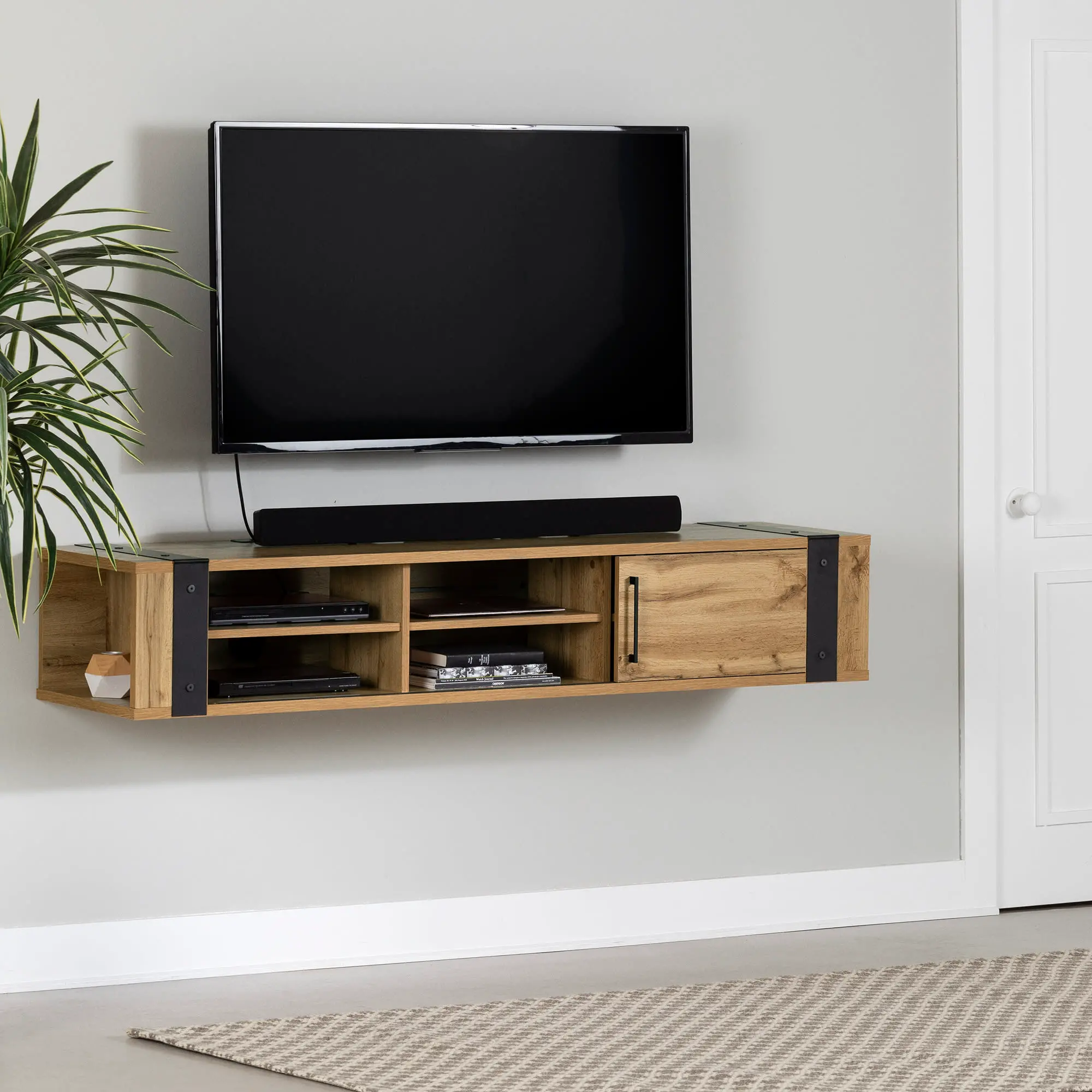 15528 Munich Oak 68  Hanging TV Stand - South Shore-2