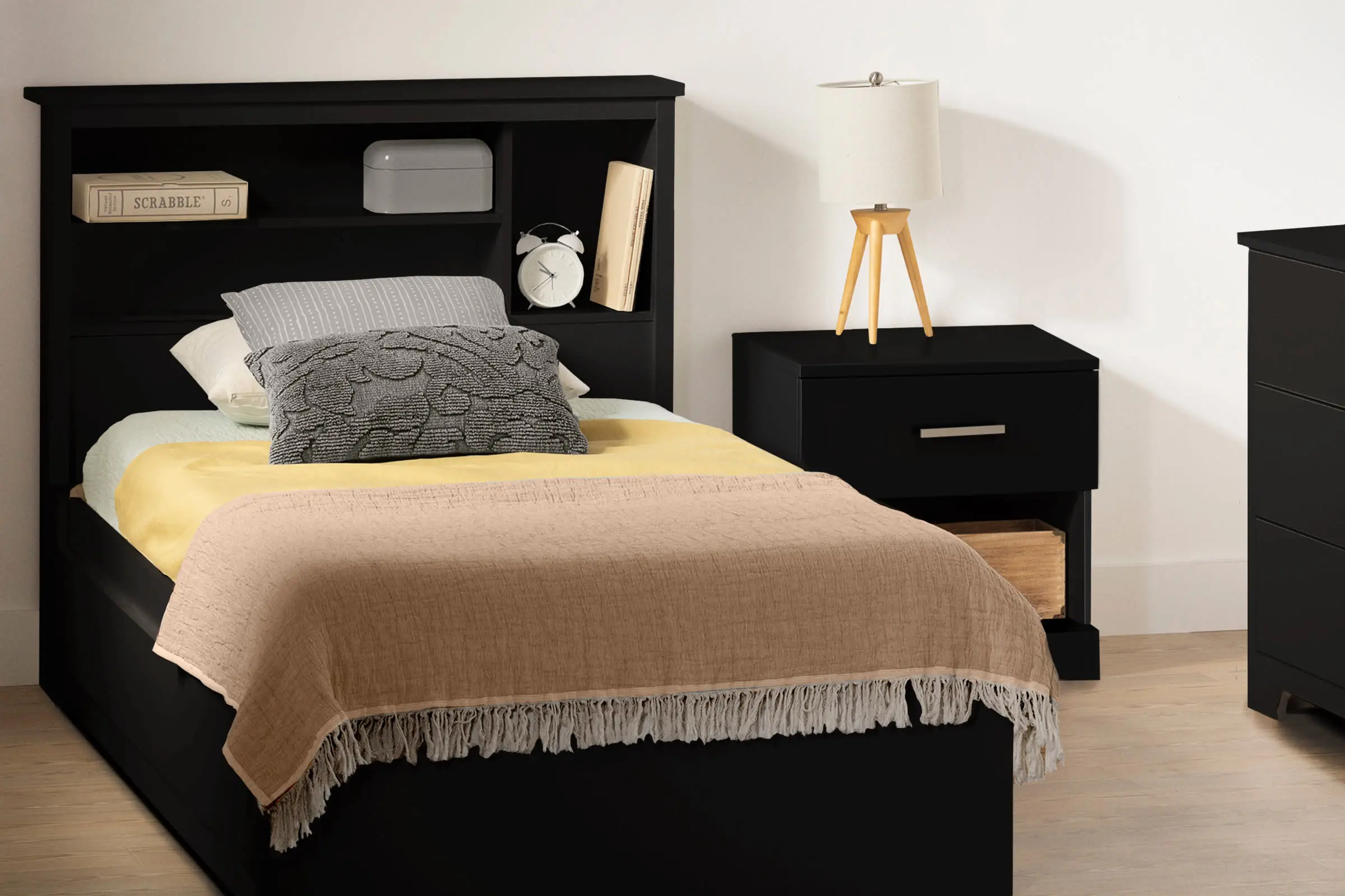 15671 Gramercy Black Twin Bed and Headboard Set - South Shore-2