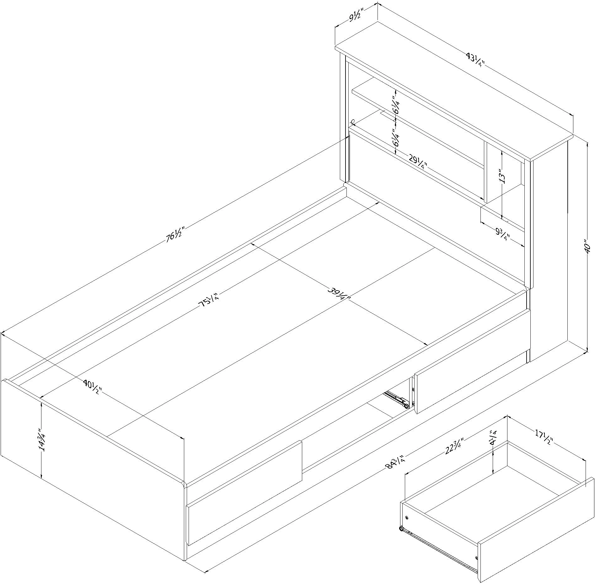 15671 Gramercy Black Twin Bed and Headboard Set - South Shore-4