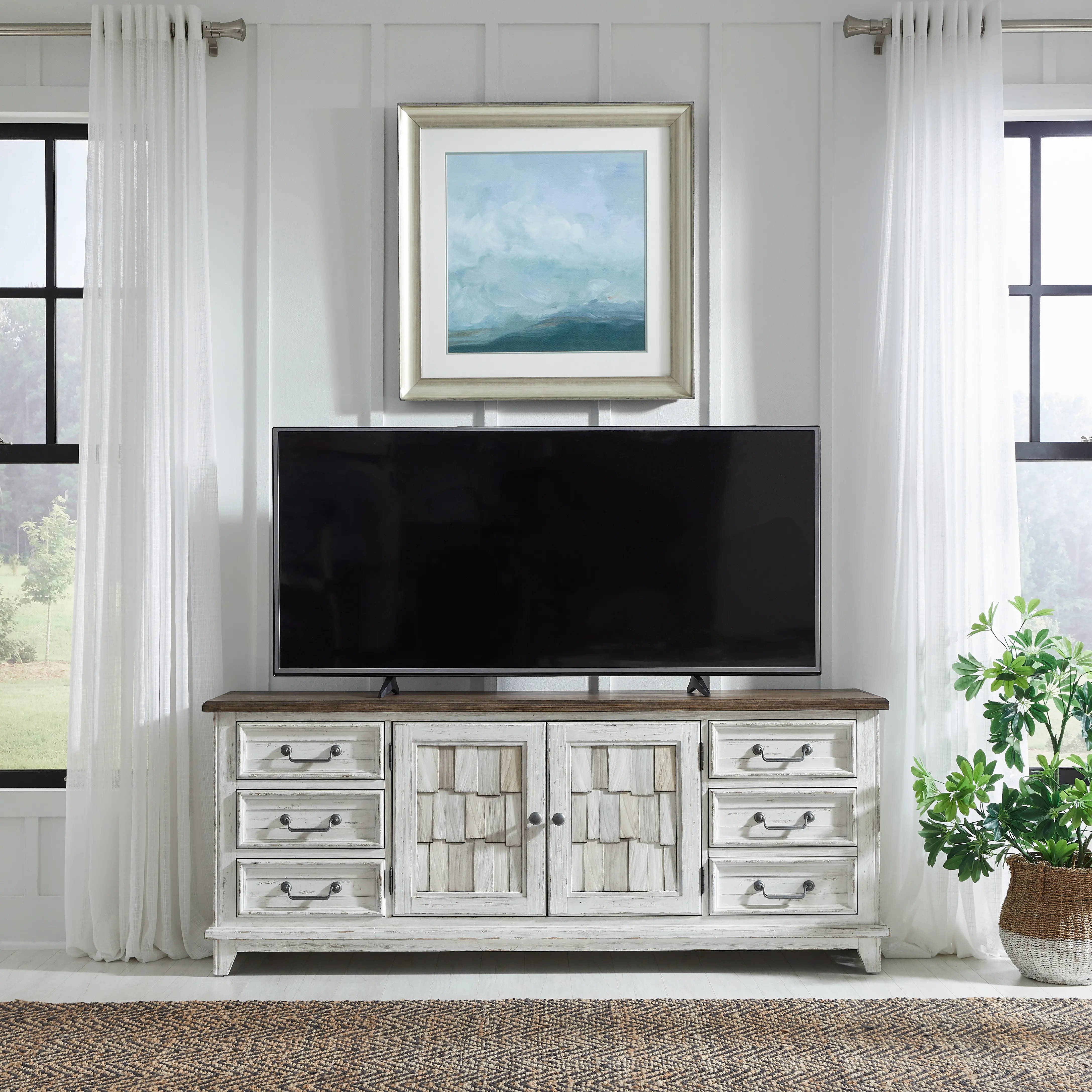 237-TV75 River Place 75  White-Washed TV Stand-2