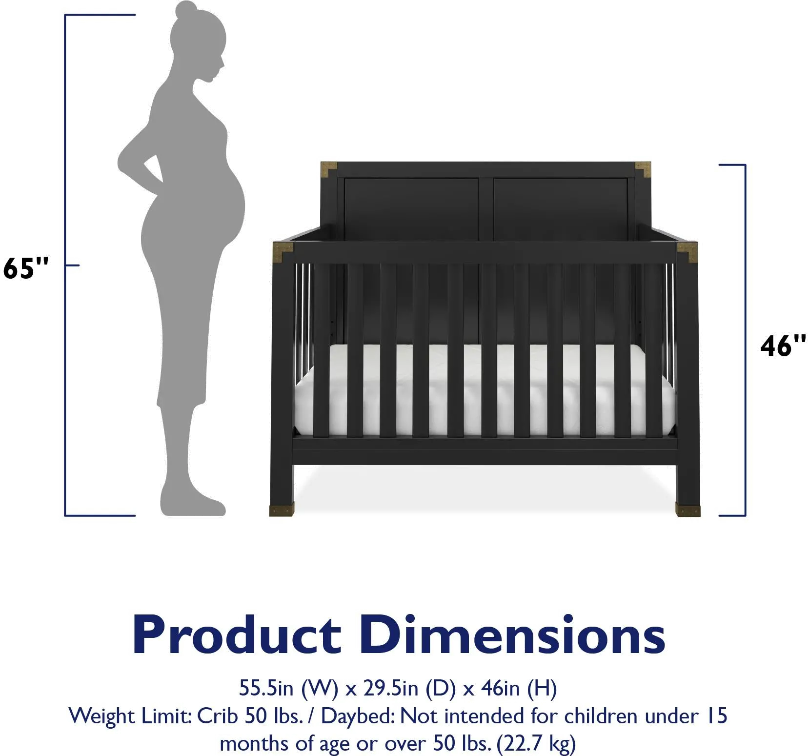 Frances Baby Relax Black 5-in-1 Convertible Crib-11