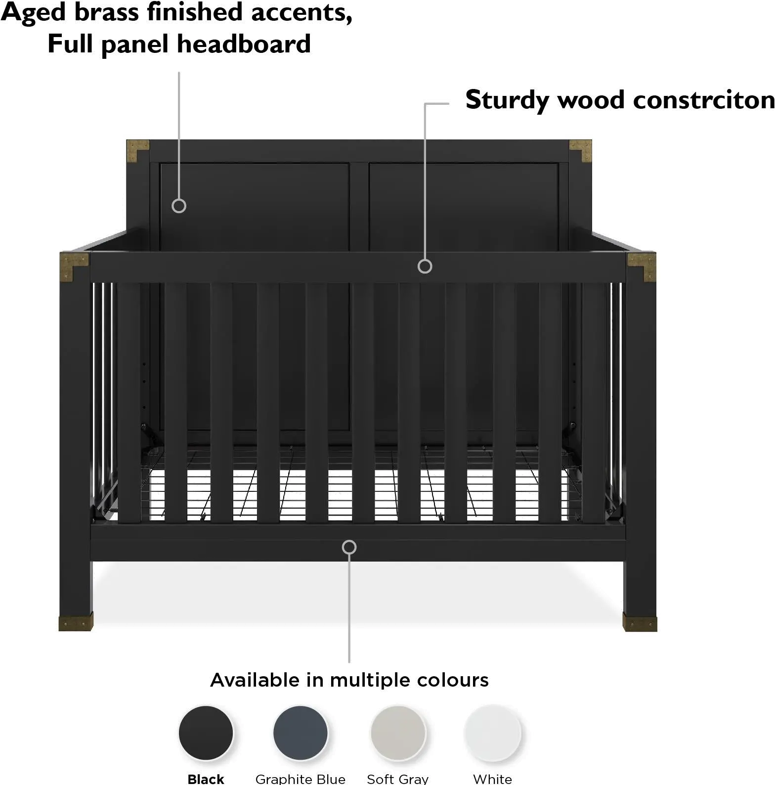 Frances Baby Relax Black 5-in-1 Convertible Crib-8