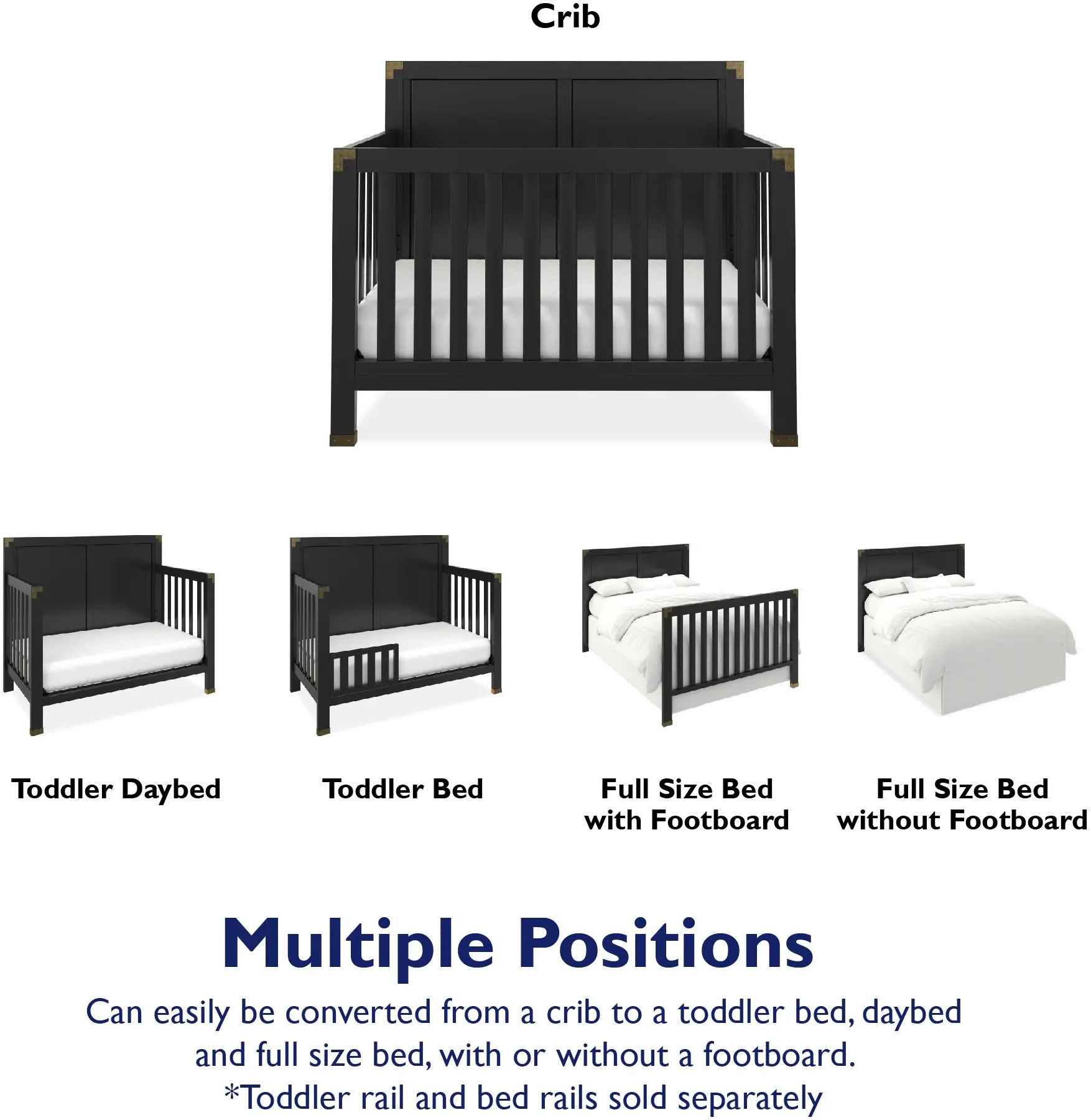 Frances Baby Relax Black 5-in-1 Convertible Crib-9
