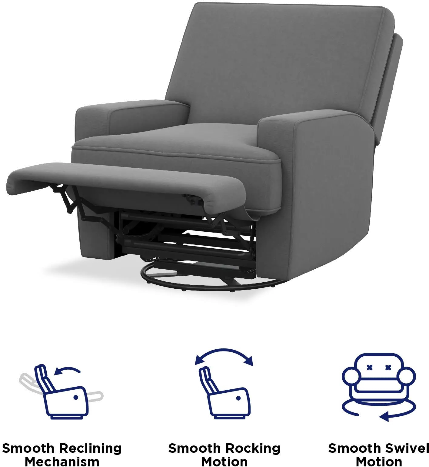 Rufus Baby Relax Dark Gray Swivel Glider Recliner Chair-8