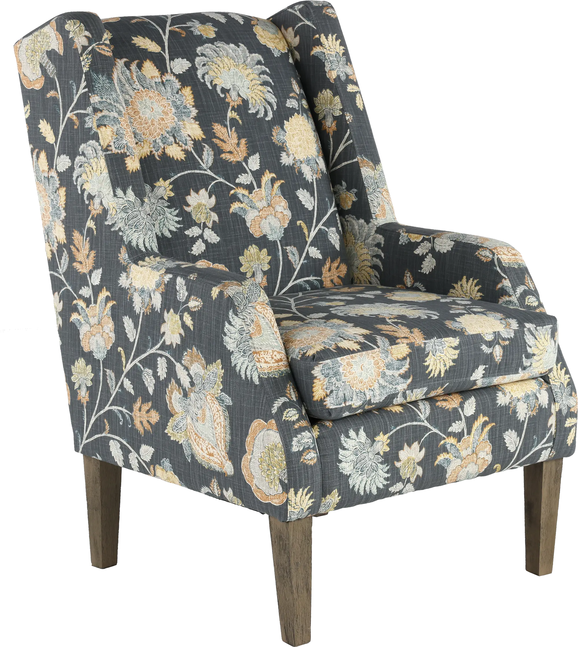 Whimsey Graphite Floral Wing Chair | RC Willey