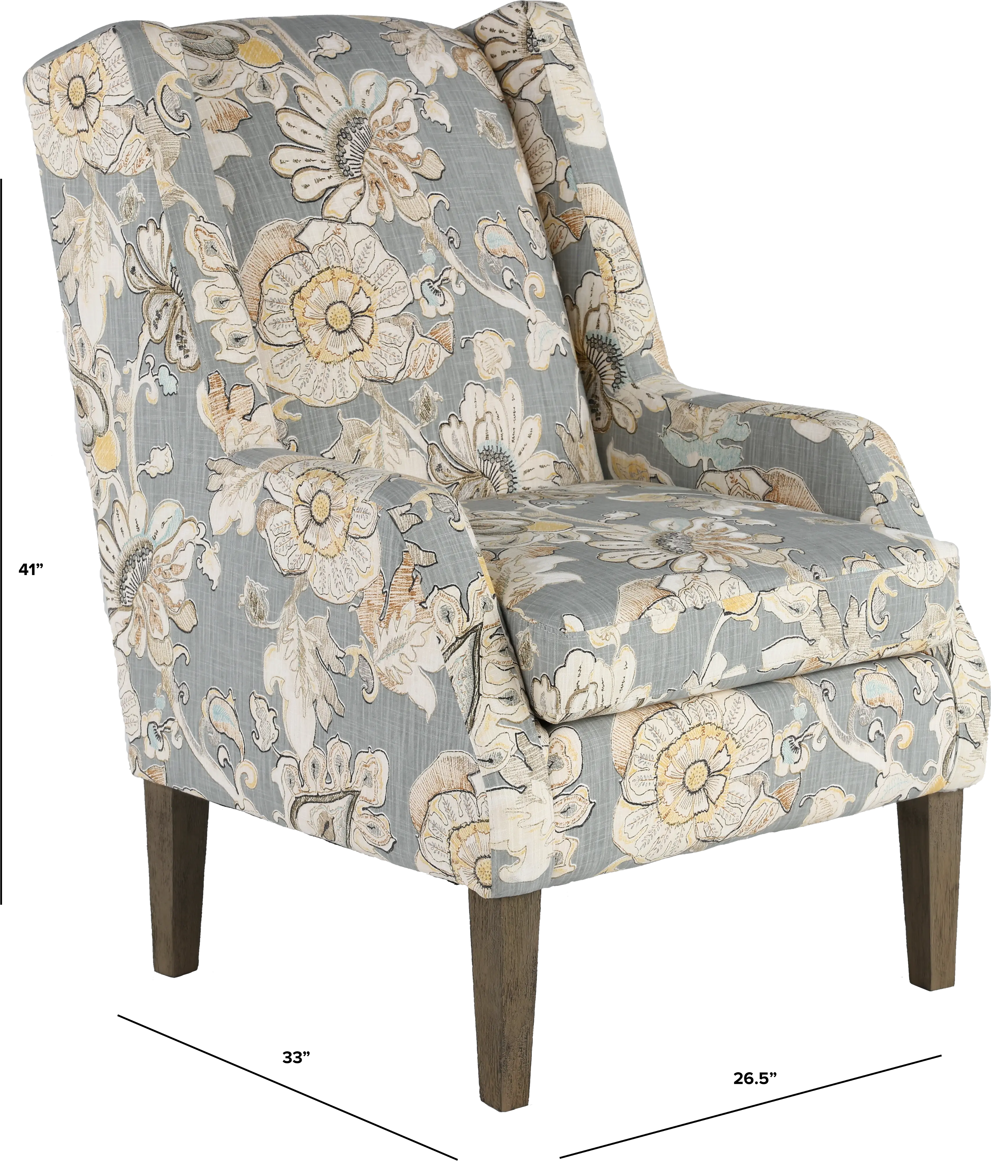 Whimsey Granite Floral Wing Chair-3