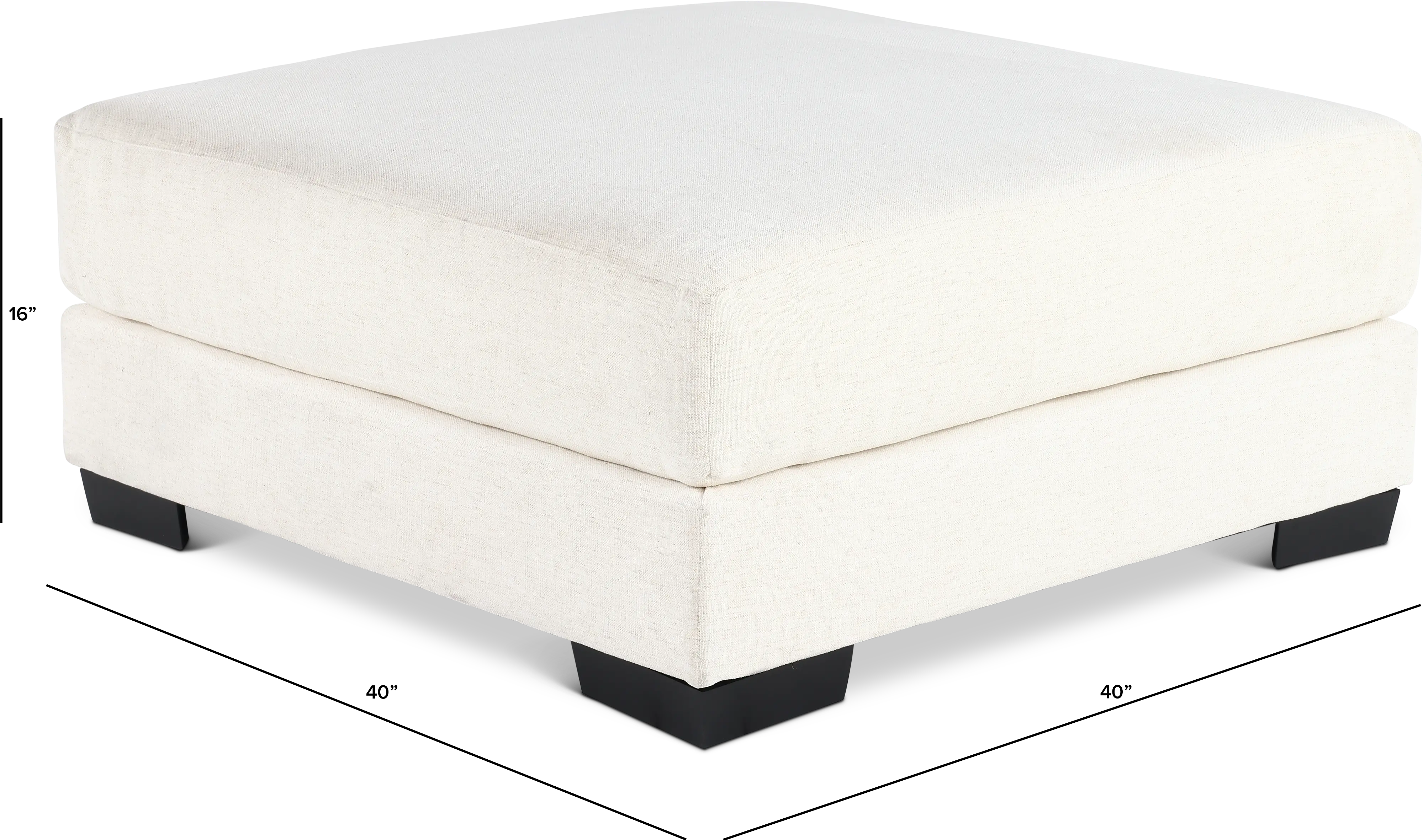 HANSEL*TRIBECA FOAM/OTT/SNOW Hansel White Ottoman with Crypton Home Fabric-3