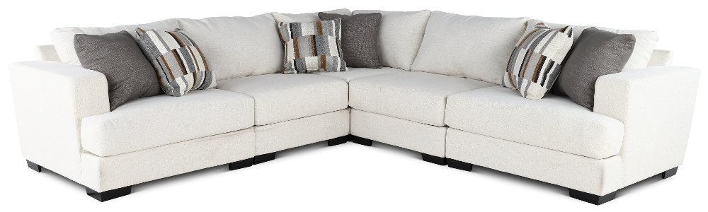 Hansel White 5 Piece Sectional with Crypton Home Fabric