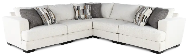 Hansel White 5 Piece Sectional with Crypton Home Fabric
