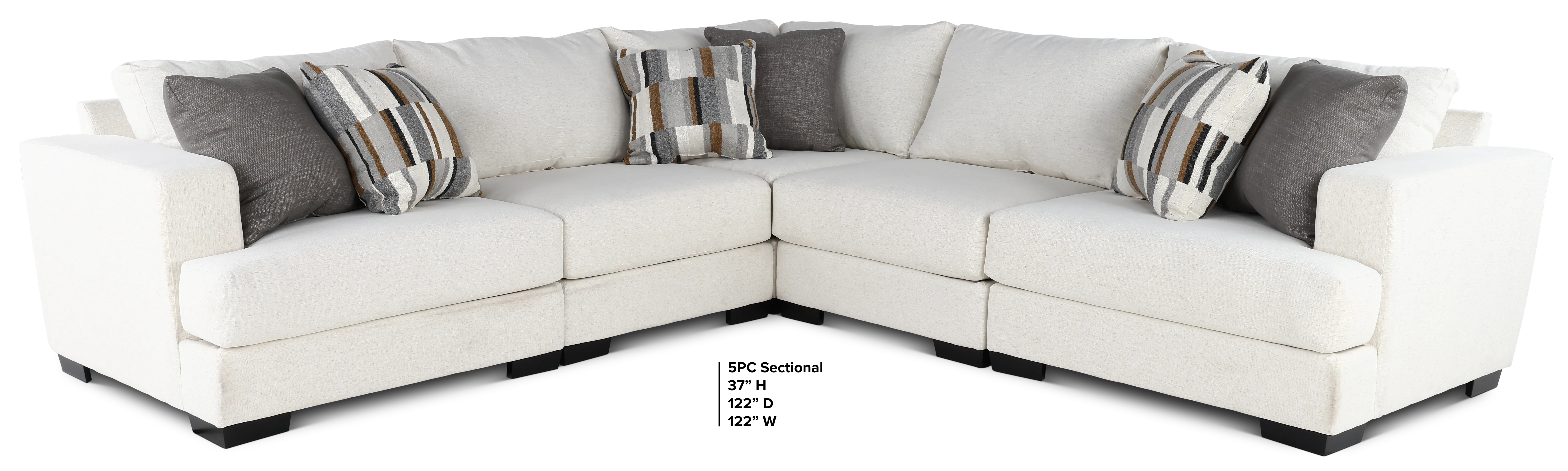 5PC HANSEL LAF/ALX2/C/RAF SNOW Hansel White 5 Piece Sectional with Crypton Home Fabric-3