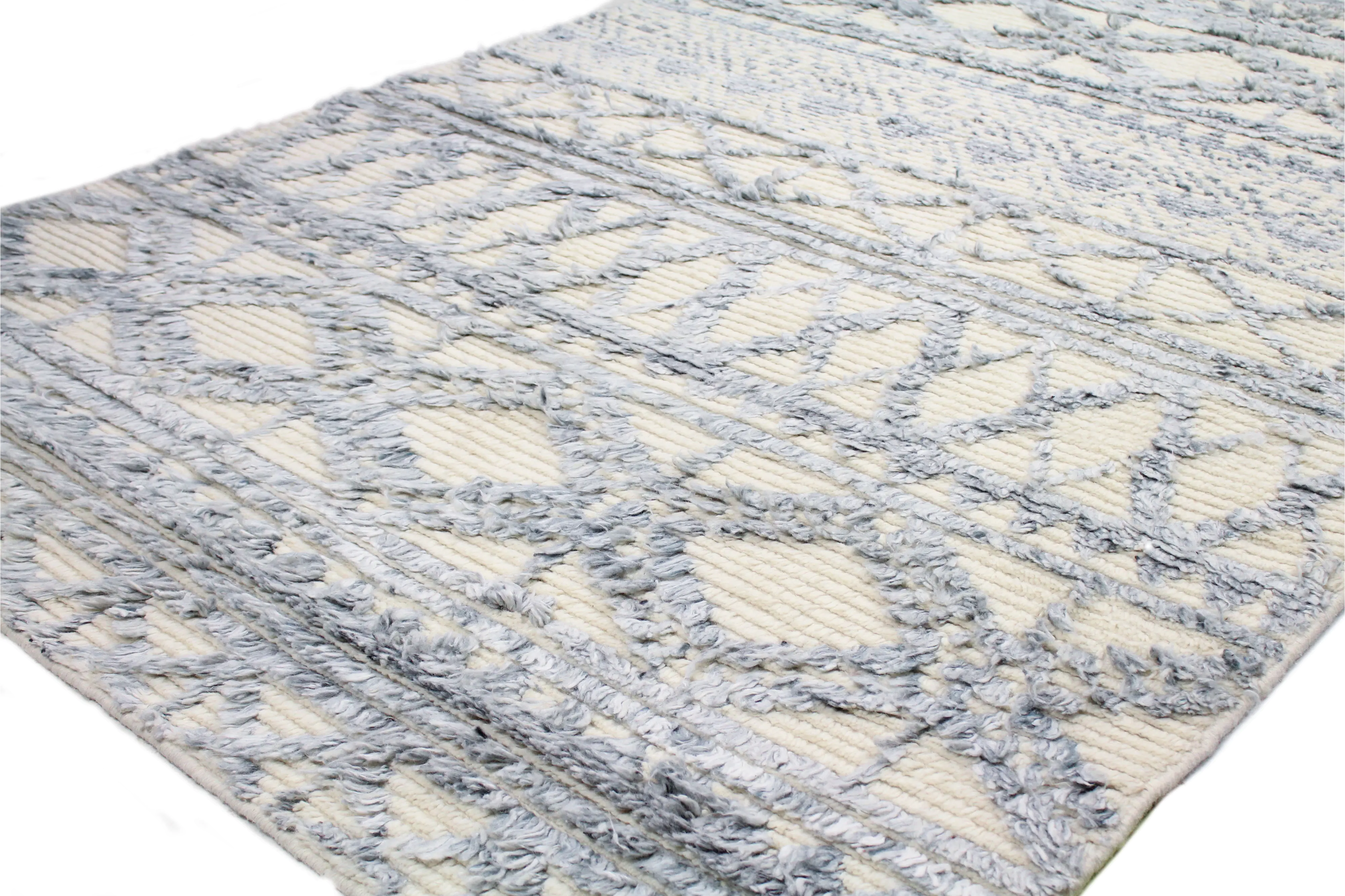 M133-IVBL-2.6X8-BN23 Janie Wool Hand Knotted Blue Runner Rug-4