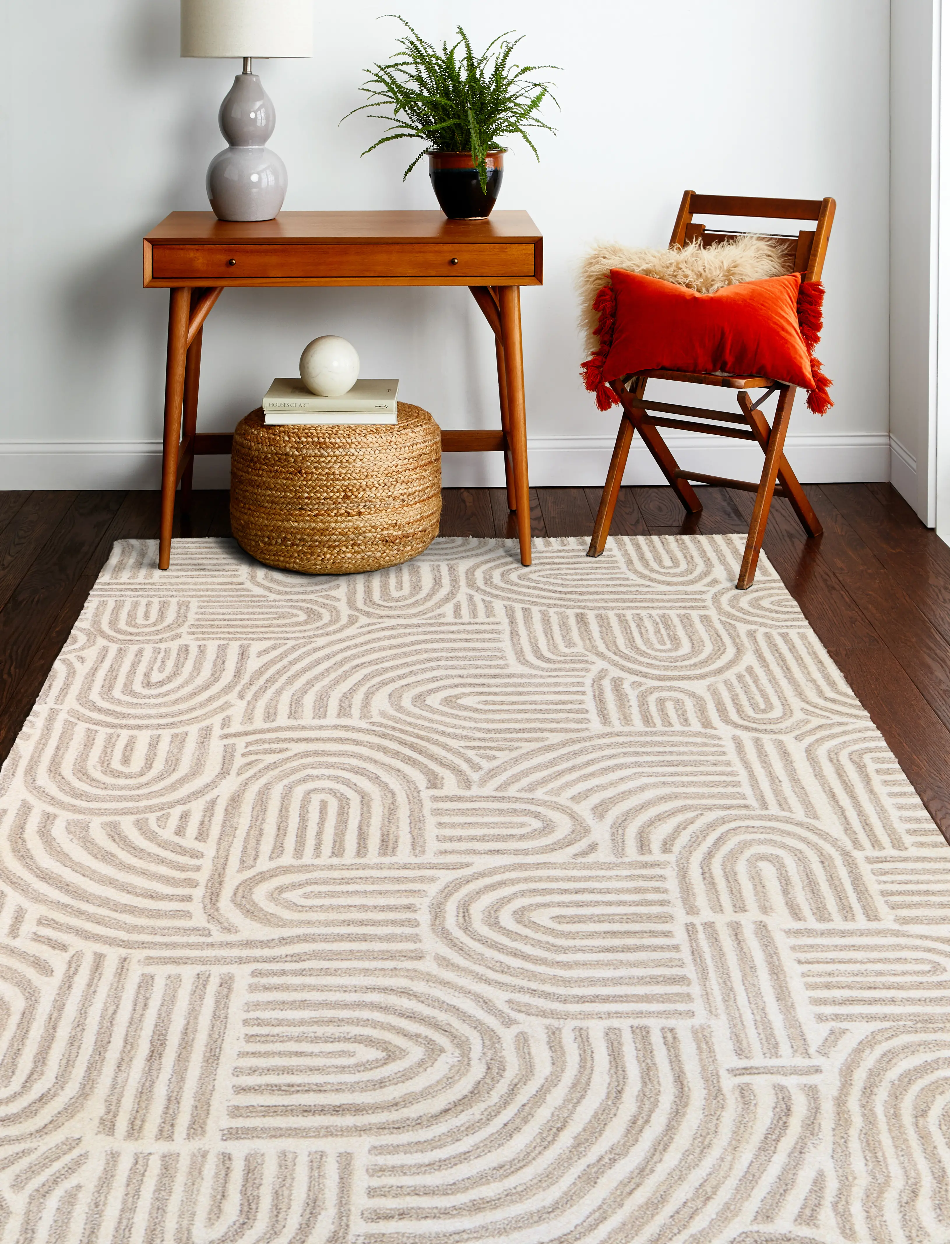 S185-BE-4X6-ST283 Chelsea Trenton 4 x 6 Beige Wool Hand Tufted Area Rug-3