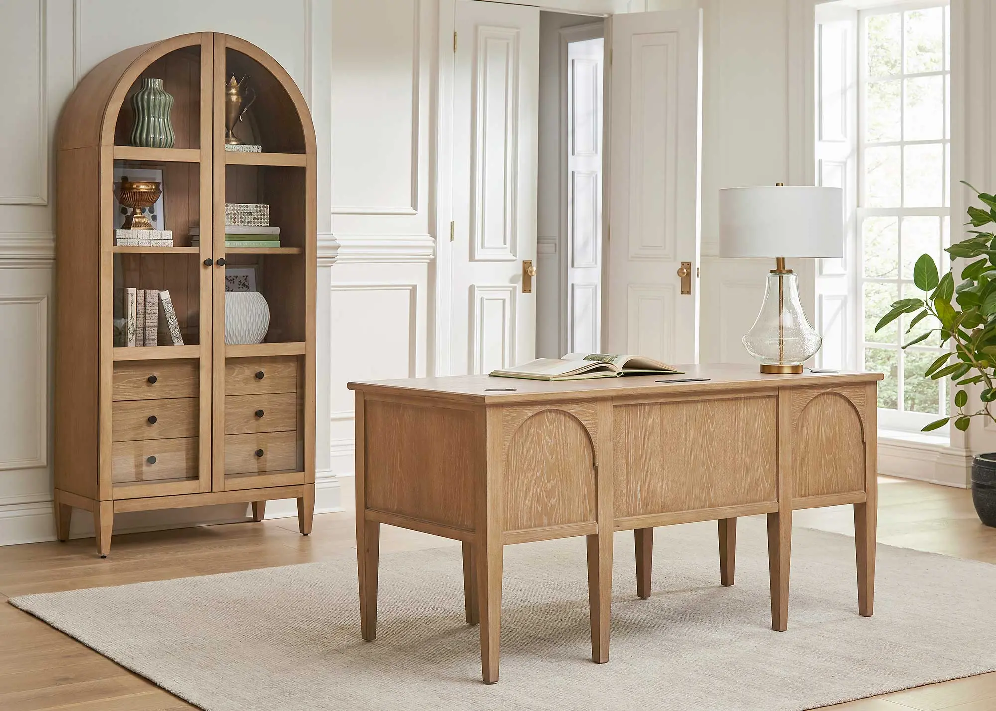 Laurel Natural Oak Arched Display Cabinet-11