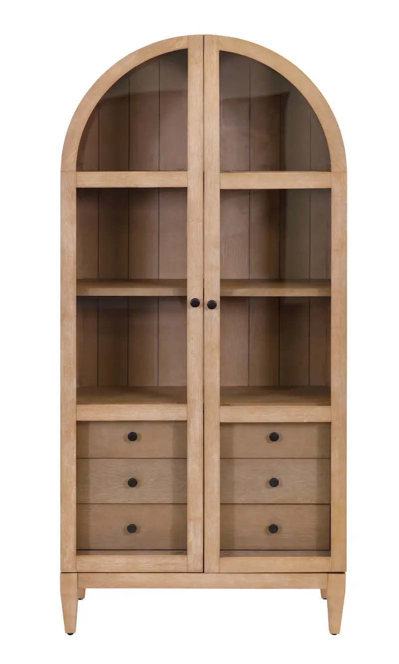 Laurel Natural Oak Arched Display Cabinet
