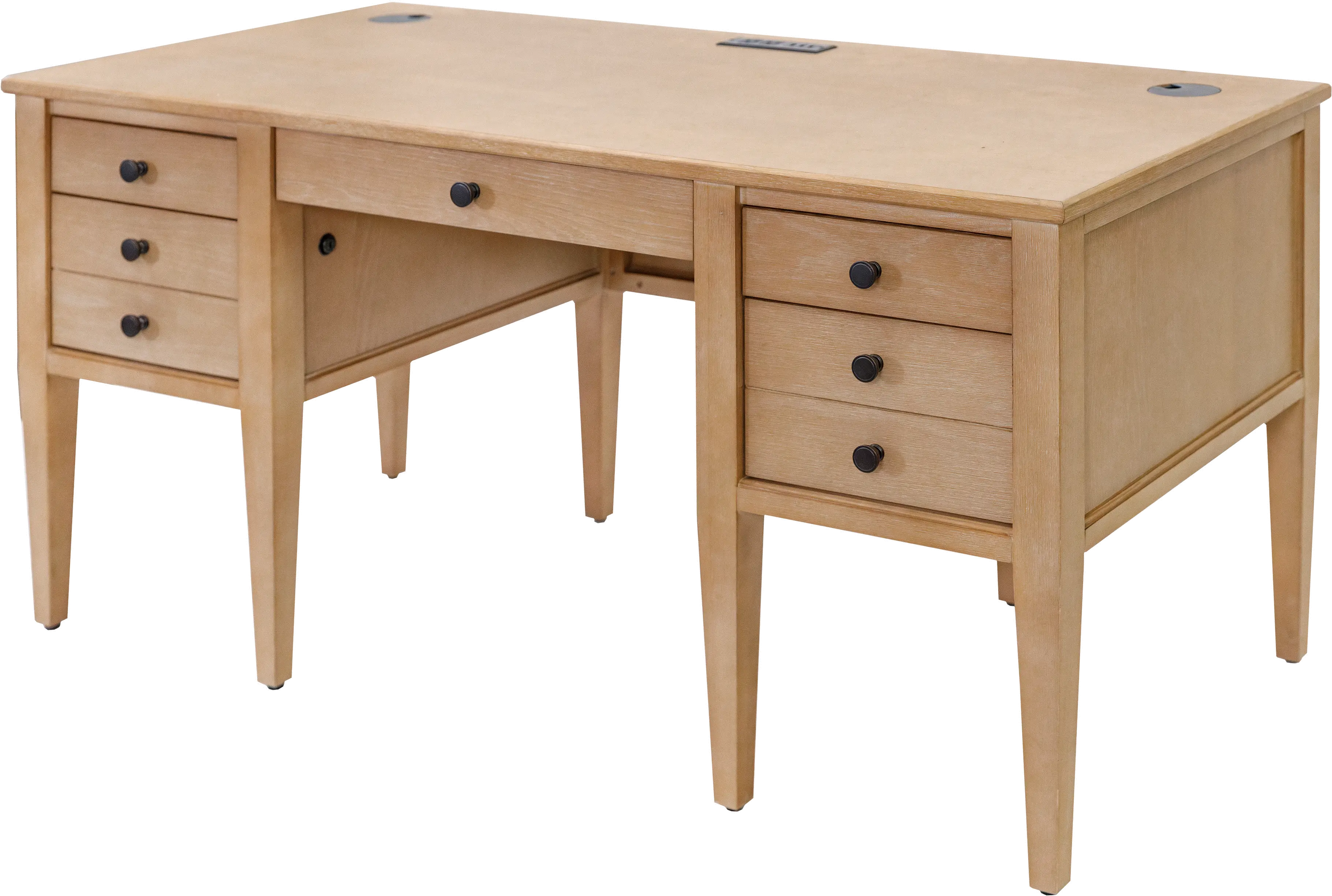 Laurel Natural Oak Half Pedestal Desk-1